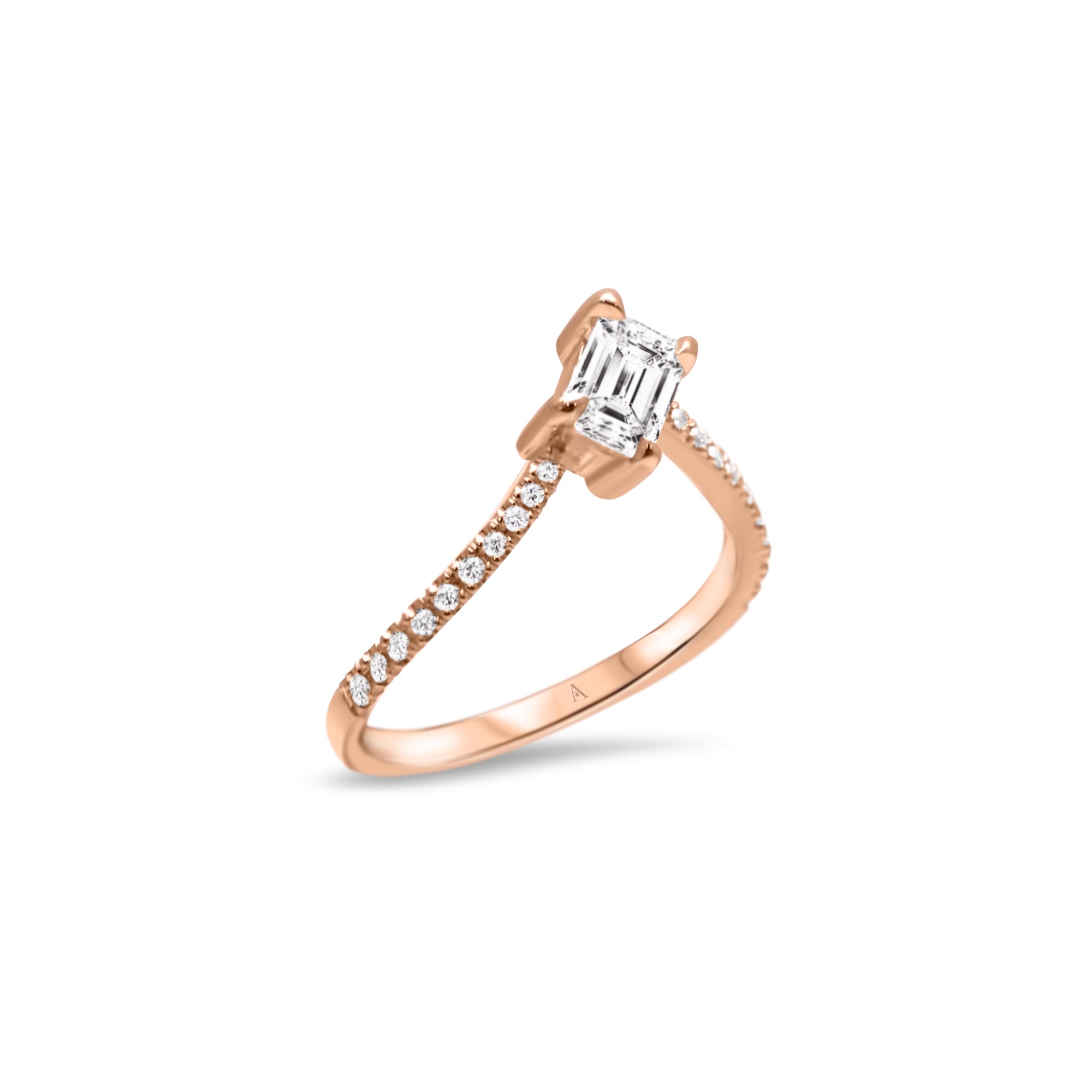 The Fancy Little Ice Skating Girl 1.00 carats - red gold 18k – Engagement Ring gold 18k – Side view
