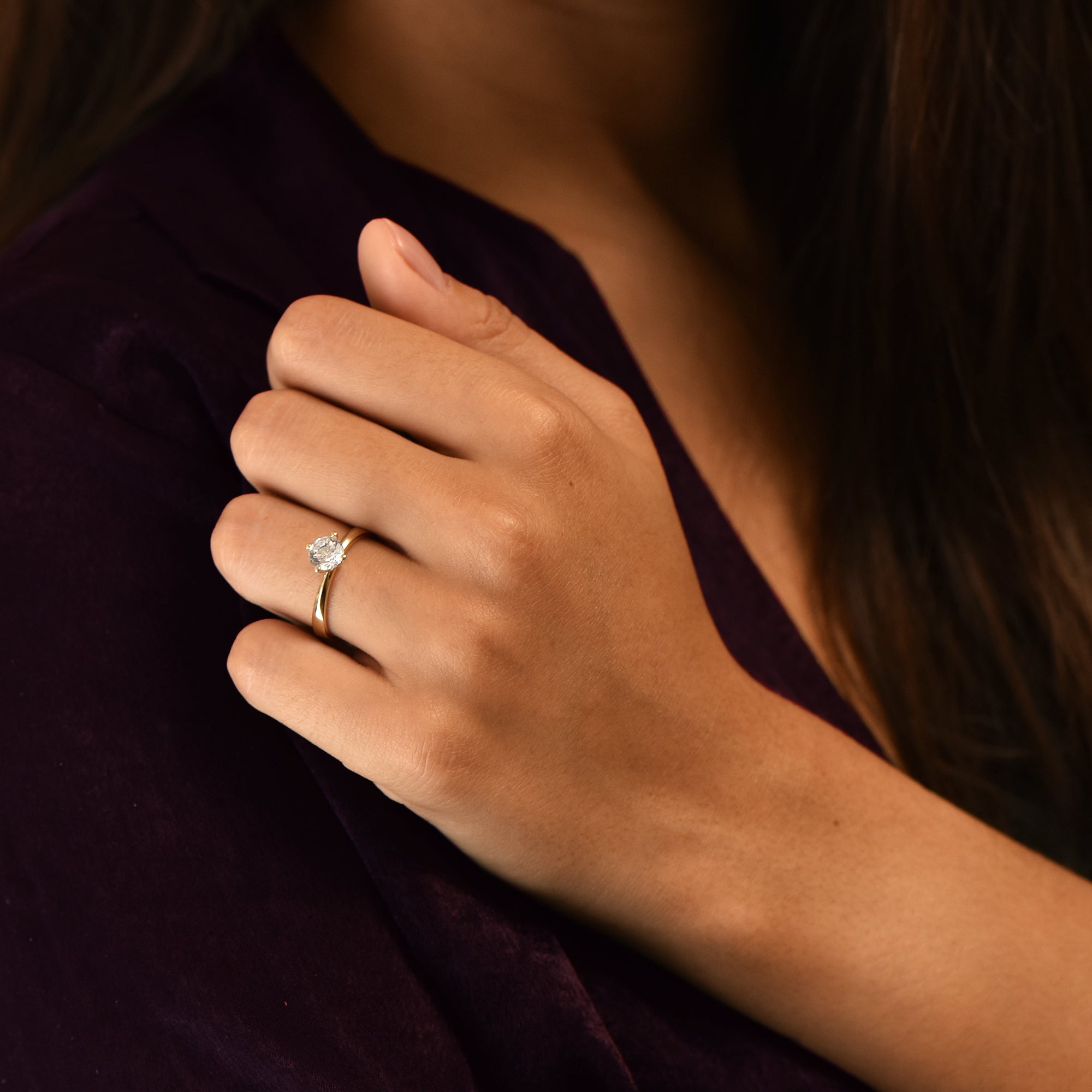 Miss Simplicité (XL) - 1.00 carat - yellow gold 18k – Engagement Ring gold 18k – Front view
