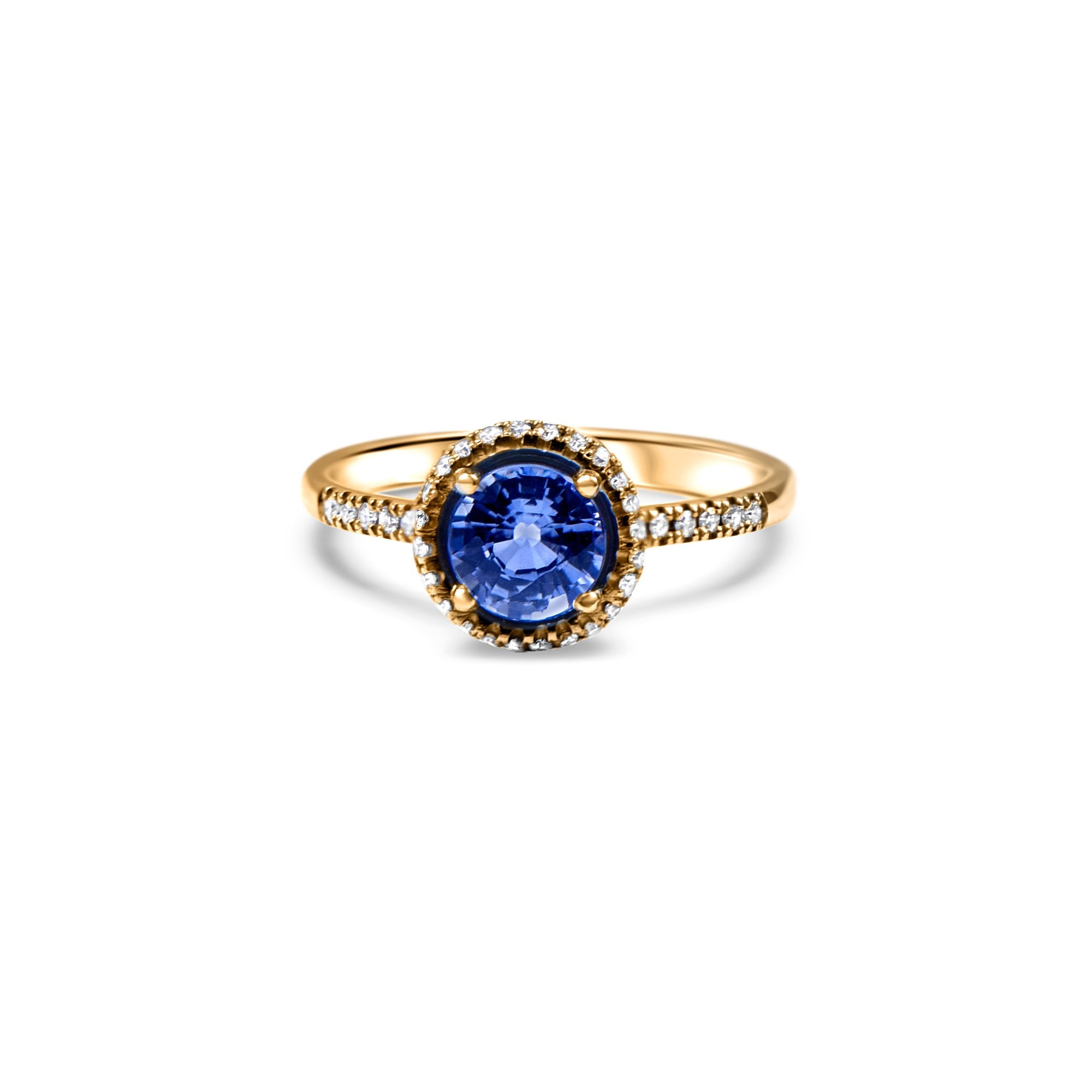 Pretty Blue Eyes - 0.80 carat - oro amarillo 18k – Anillo de compromiso oro 18k con diamante – vista del producto
