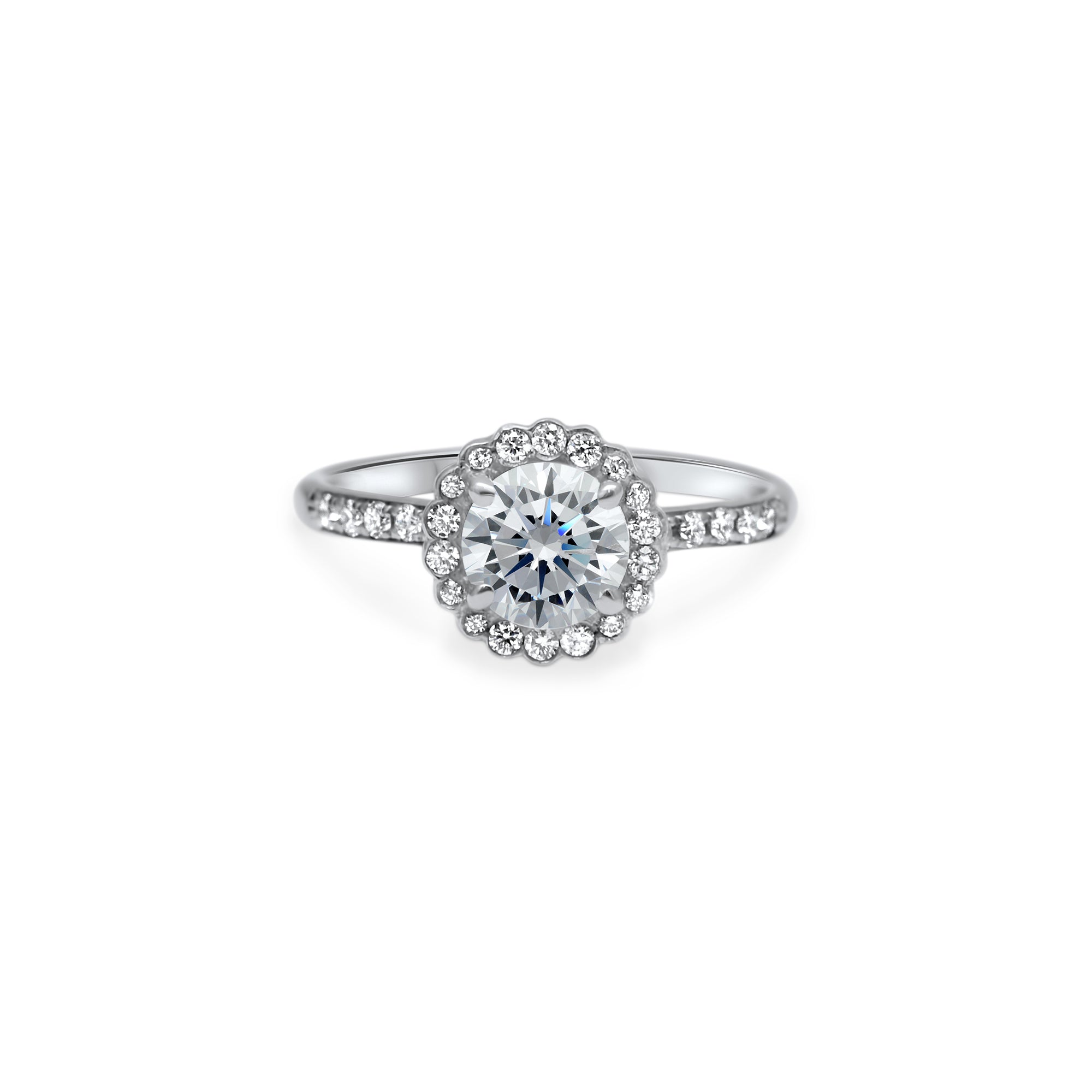 The fancy Flowering Lady 0.75 carats - whitegold 18k – Engagement Ring gold 18k with diamond(s) – product view