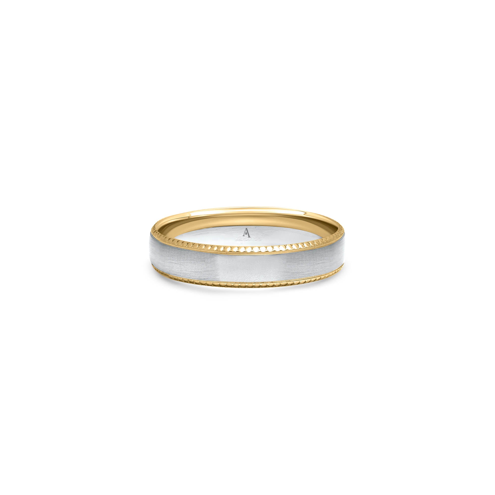 The Bicolor Thousand - whitegold and jaune 18k – Wedding Band AGUAdeORO gold 18k – product view