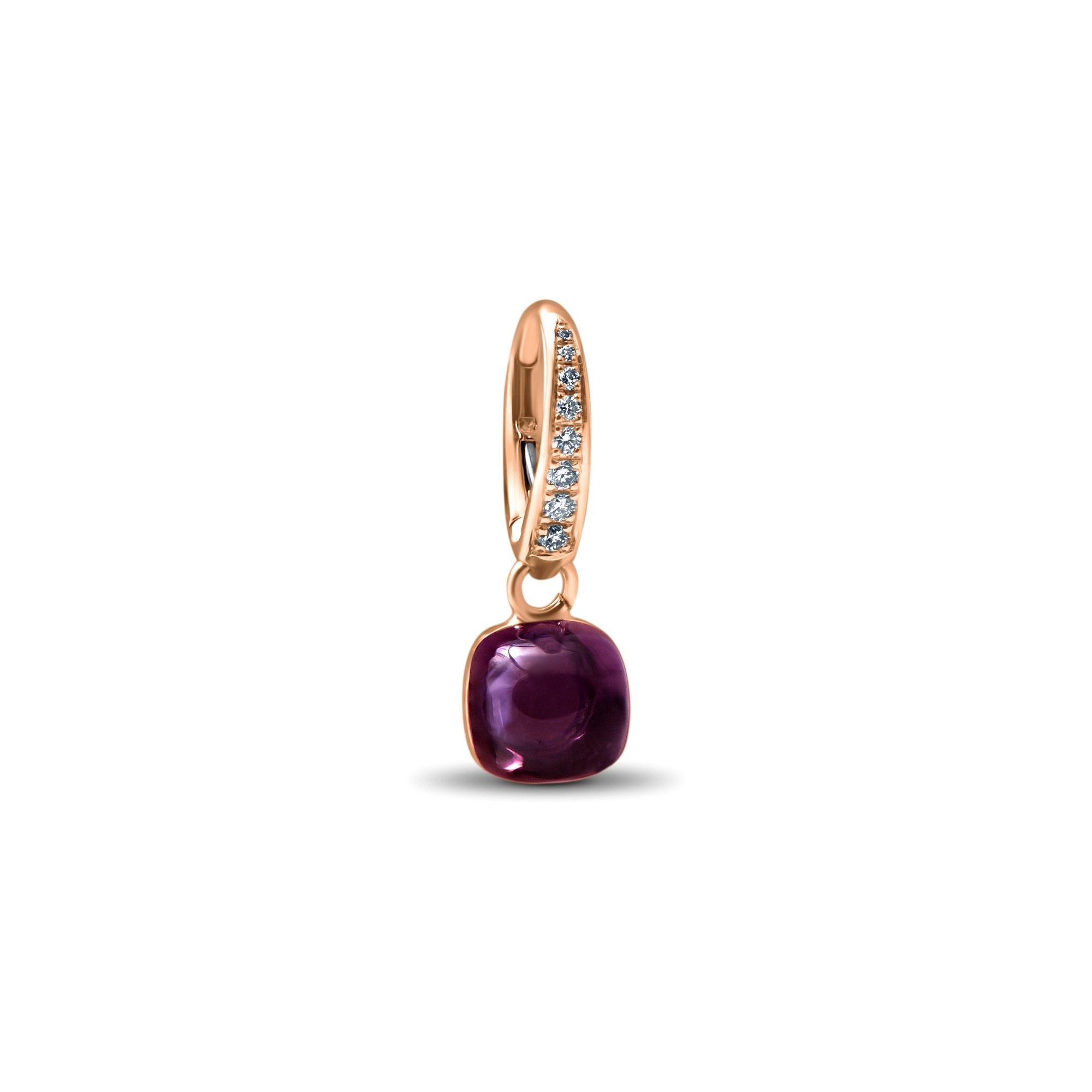 Aretes LA LA LA Amethyst - oro rojo 18k – Arete oro 18k con diamante – vista del producto