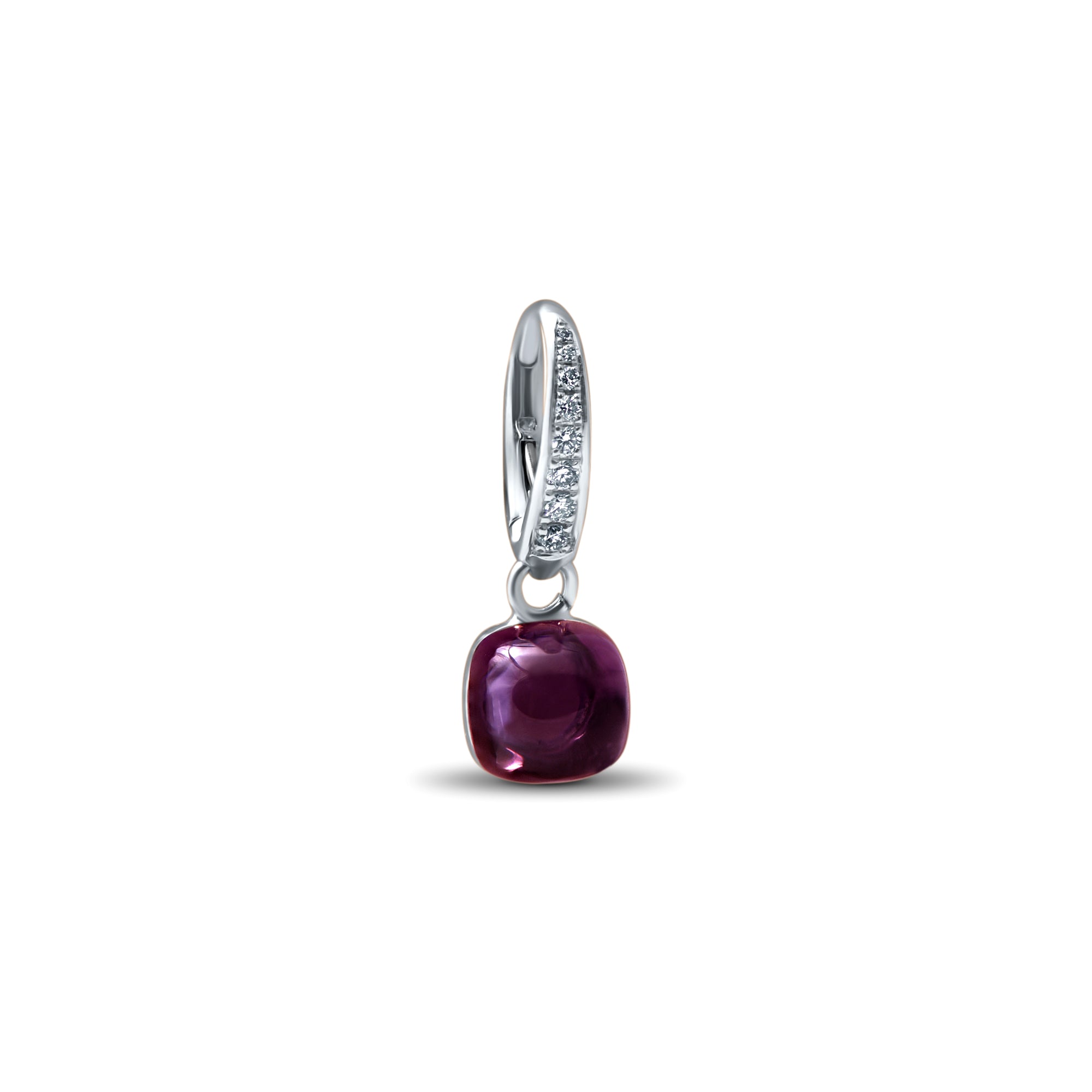 Earring LA LA LA Amethyst - whitegold 18k – Earrings gold 18k with diamond(s) – product view