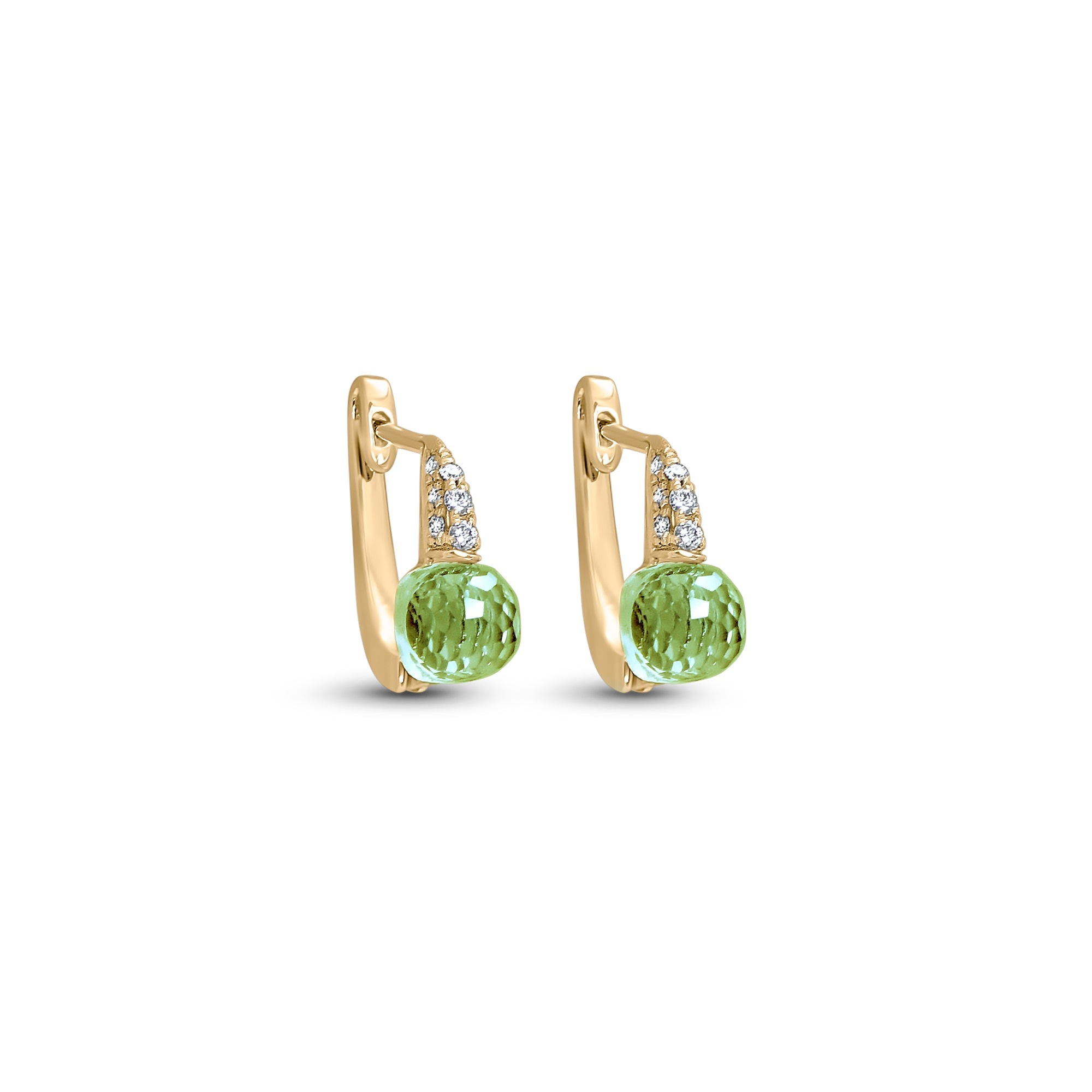 Aretes The Little Honeycomb Green Sapphire - oro amarillo 18k – Arete oro 18k con diamante – vista del producto