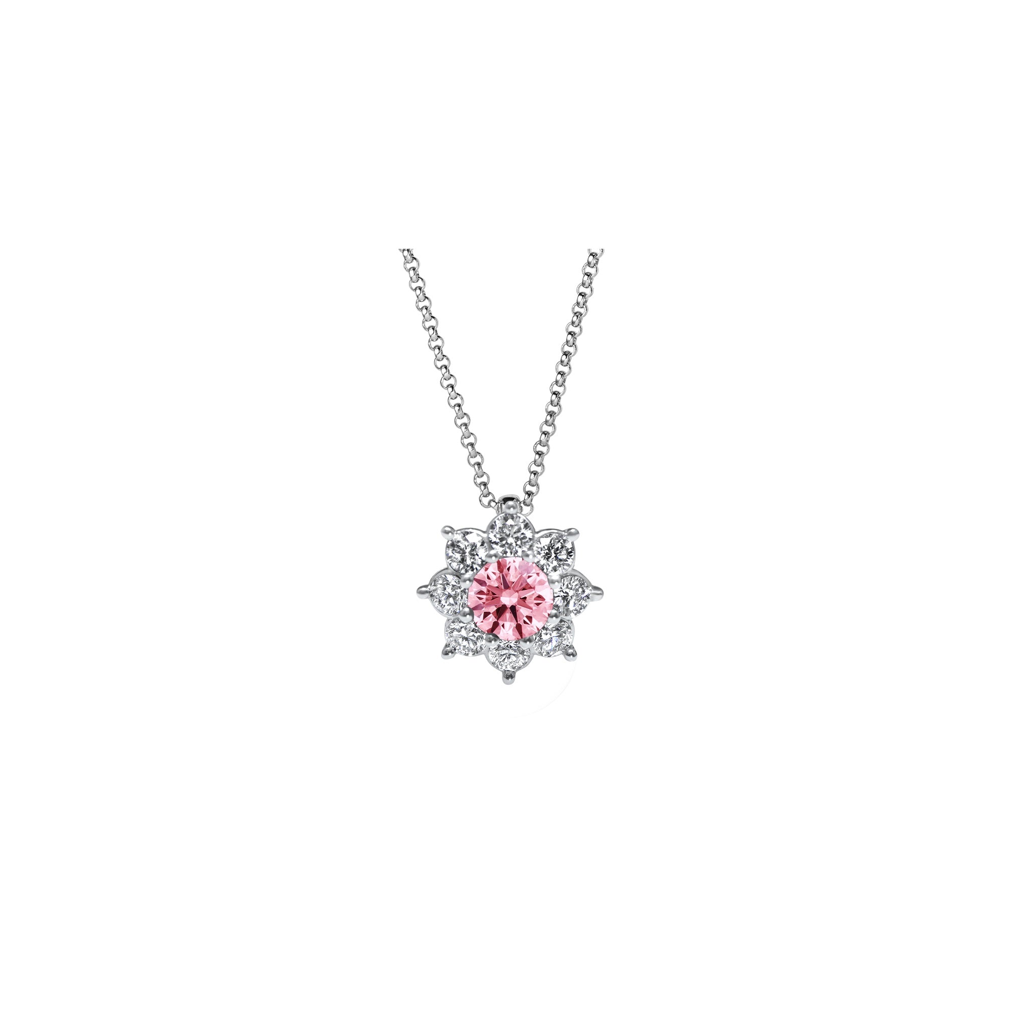 Collier The Blooming Pink Flower - whitegold 18k – Necklace gold 18k with diamond(s) – product view