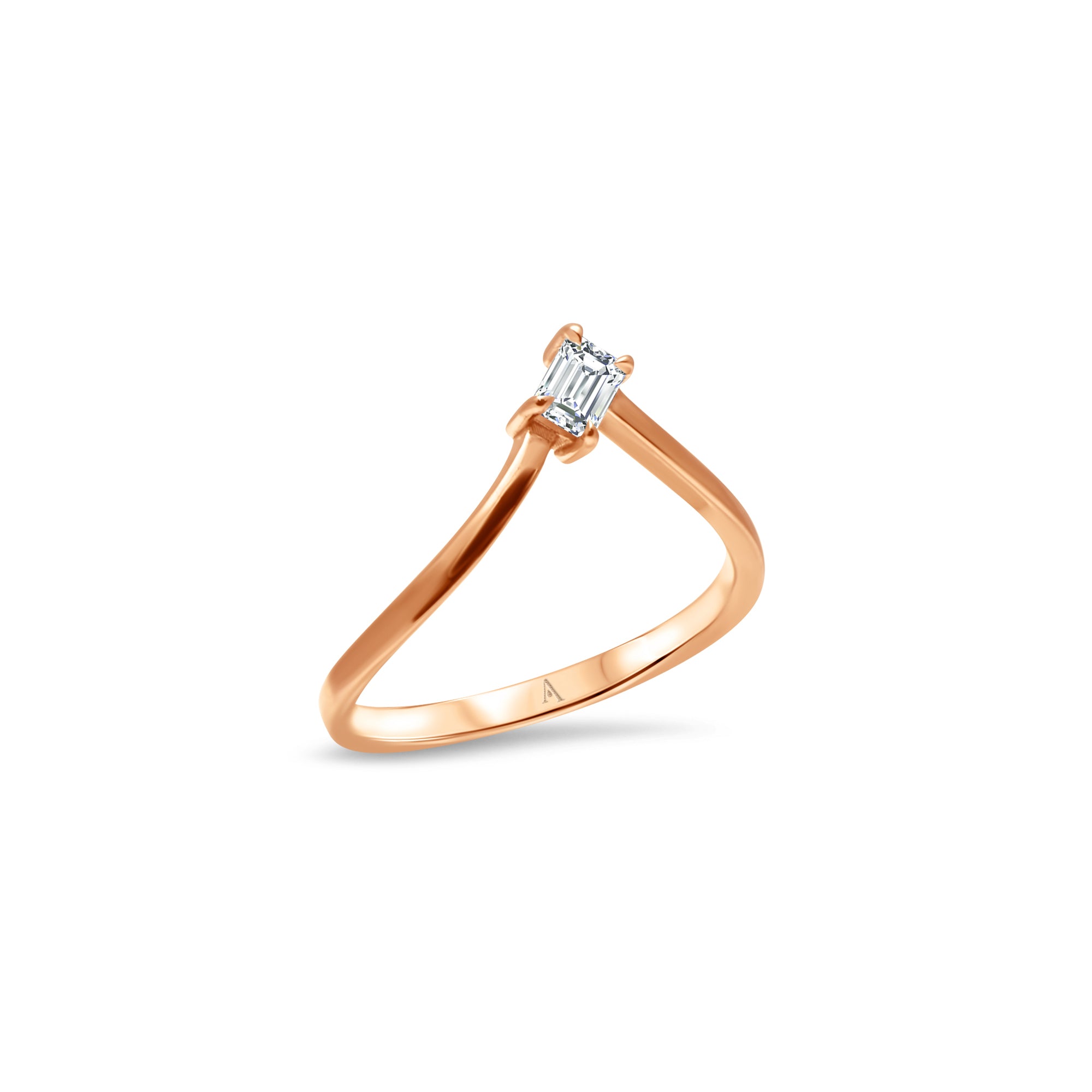 The Little Ice Skating Girl 0.20 carats - or rouge 18k – Solitaire en or 18k – vue de profil