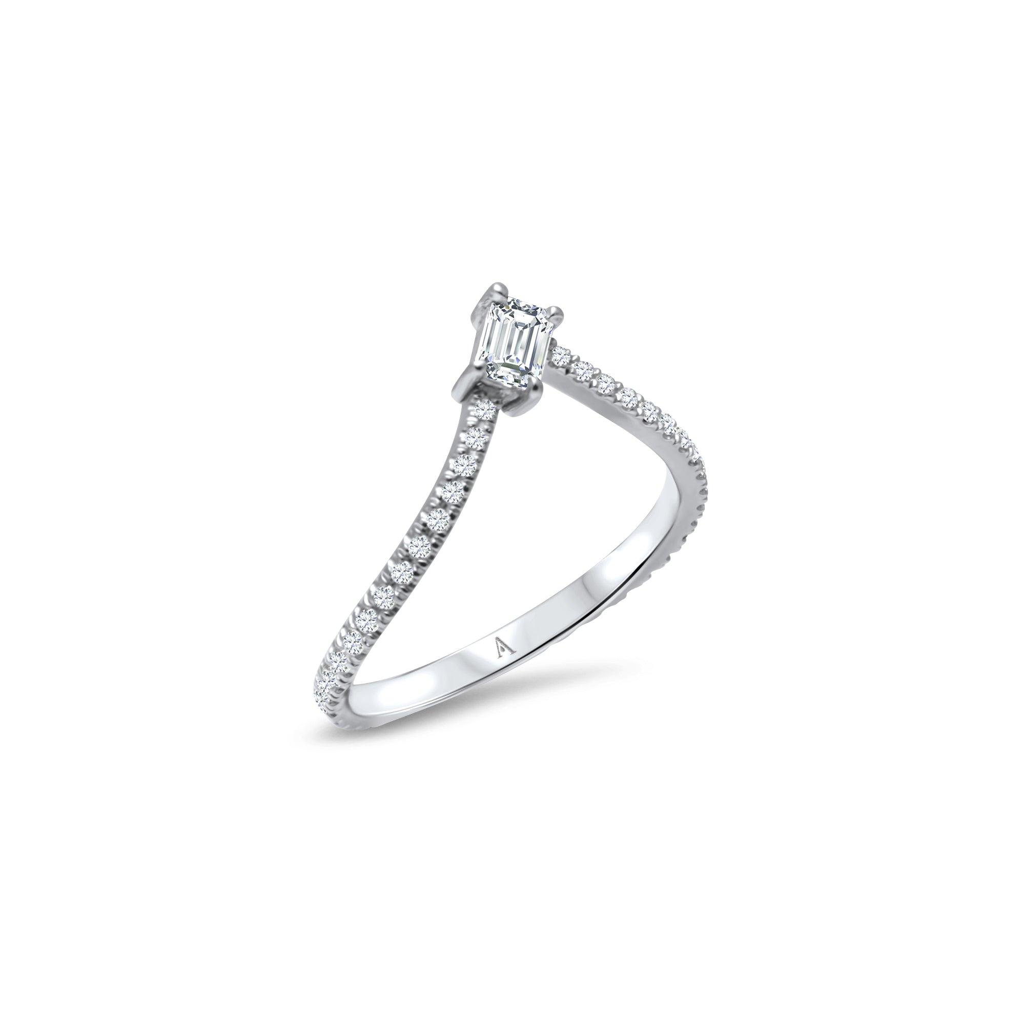 The Fancy Little Ice Skating Girl 0.20 carats - whitegold 18k – Engagement Ring gold 18k – Side view
