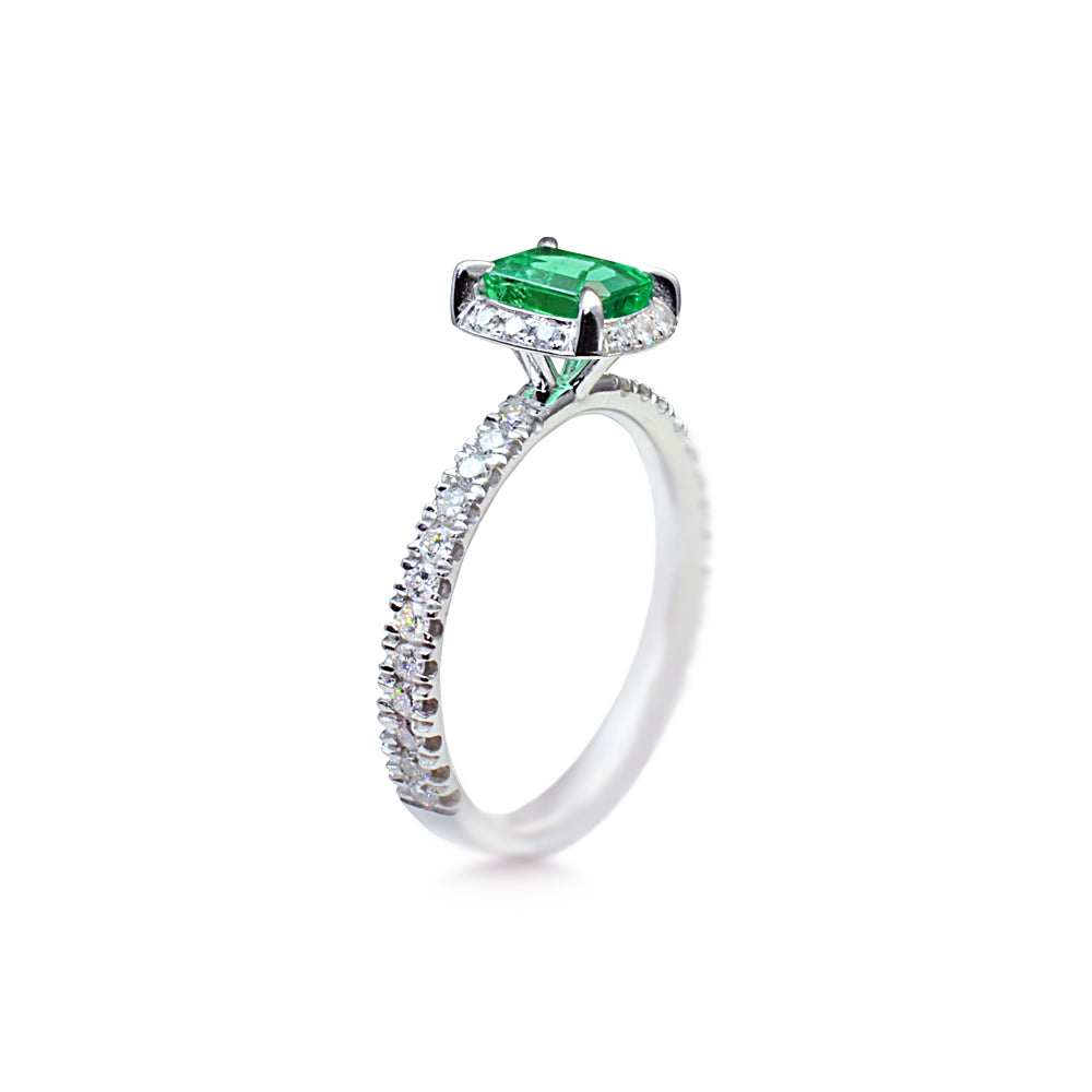 Mille nuances de vert - 0.50 carat - platino 950 – Anillo de compromiso oro 18k – vue de profil