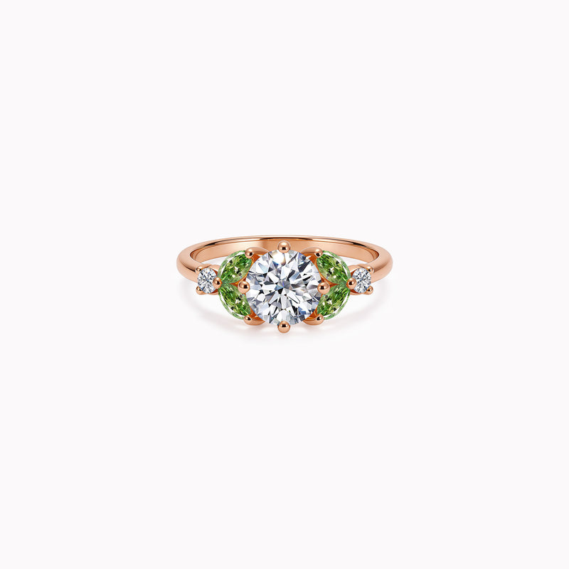 Little Bees Green - 1.00 ct - oro rojo 18k