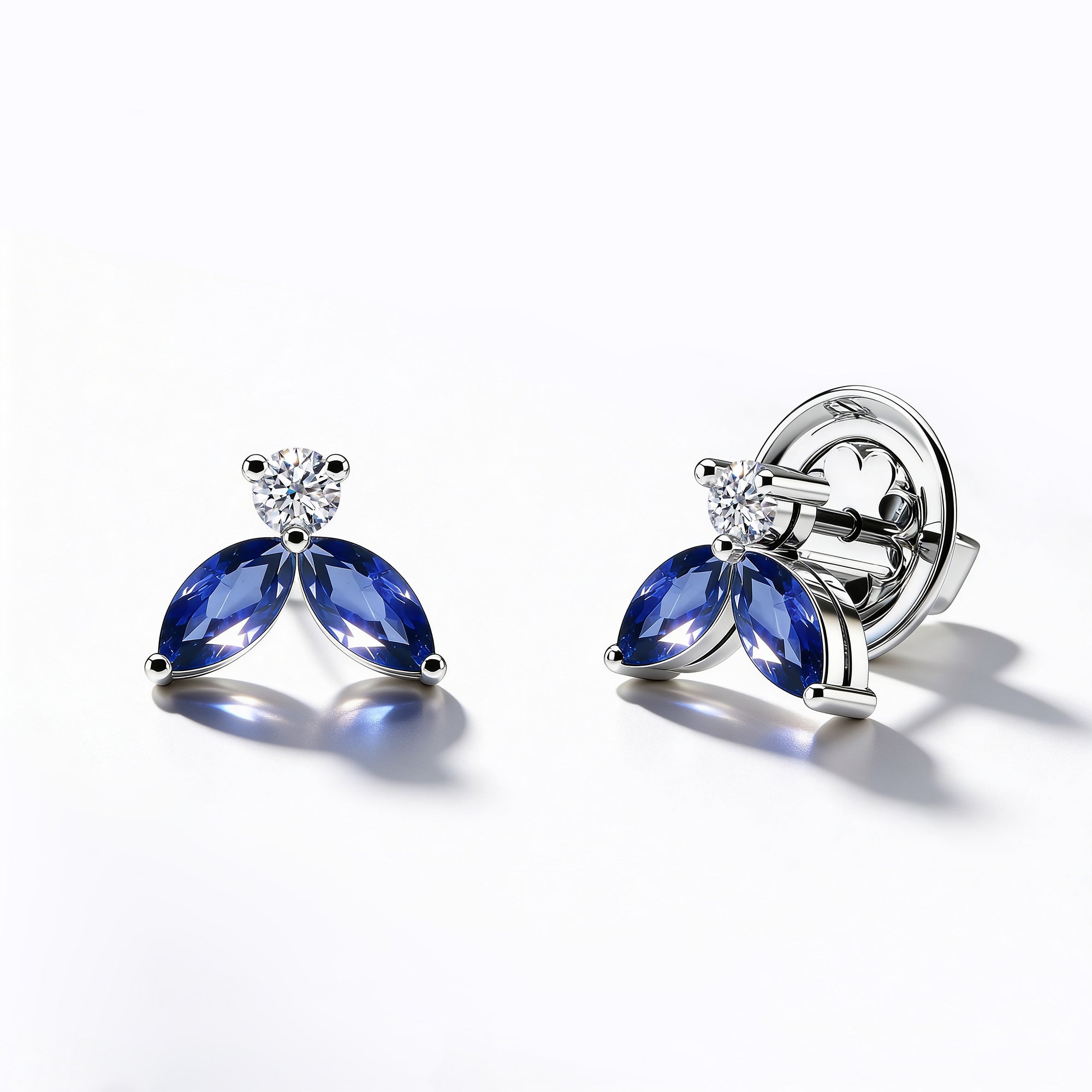 Earrings Little Bees Bleu 1.00 carat - White Gold 18k 