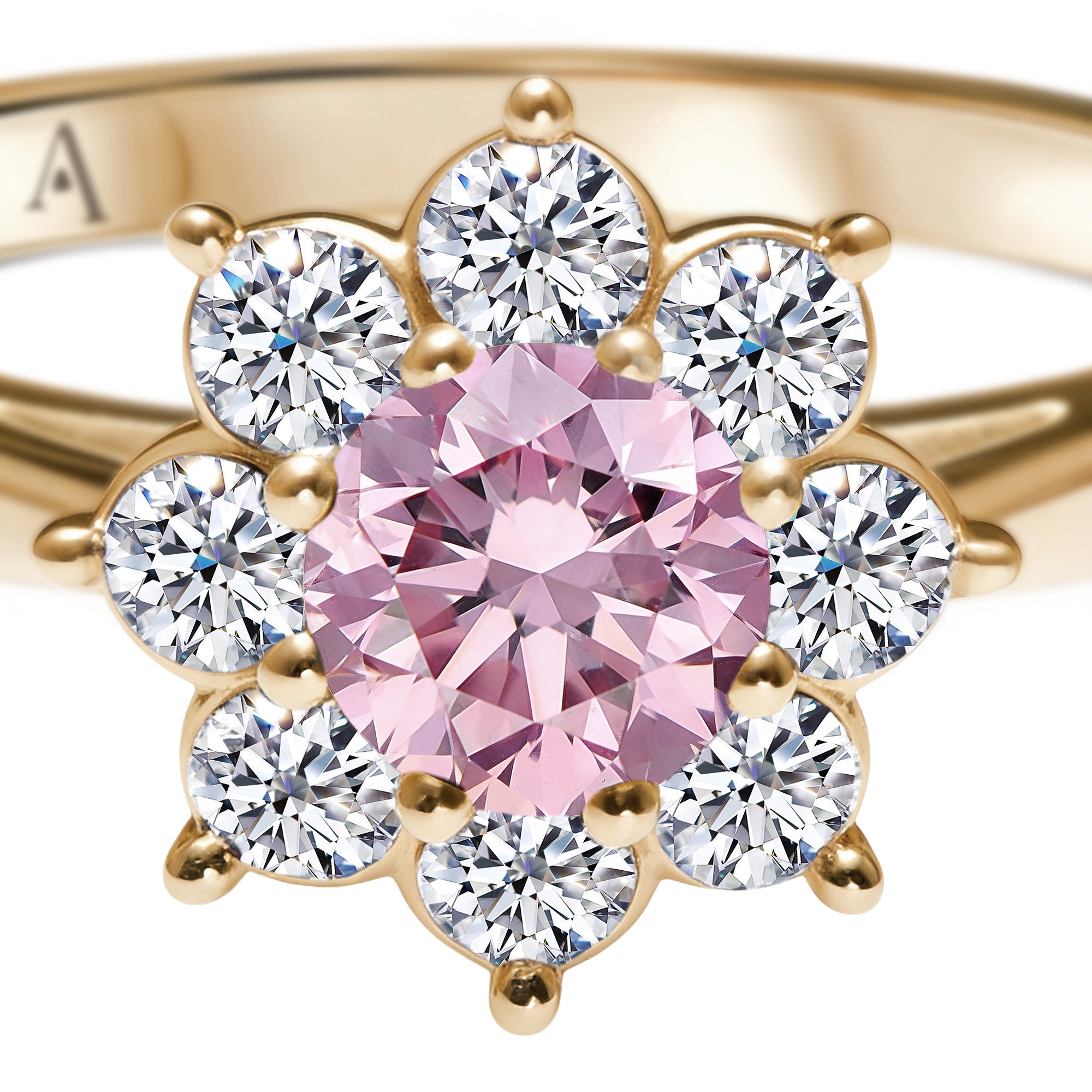 The Little Blooming Pink Flower 0.20 carats - Yellow Gold 18k