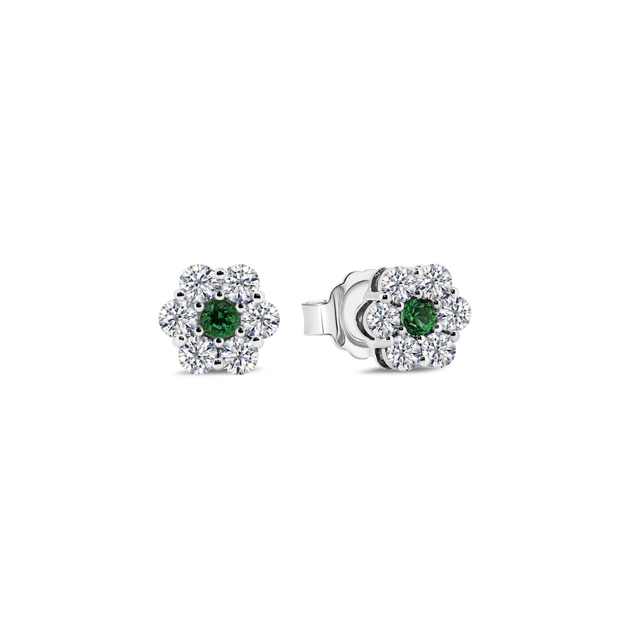 Earrings Green Floral Whisper 0.25 carats - White Gold 18k