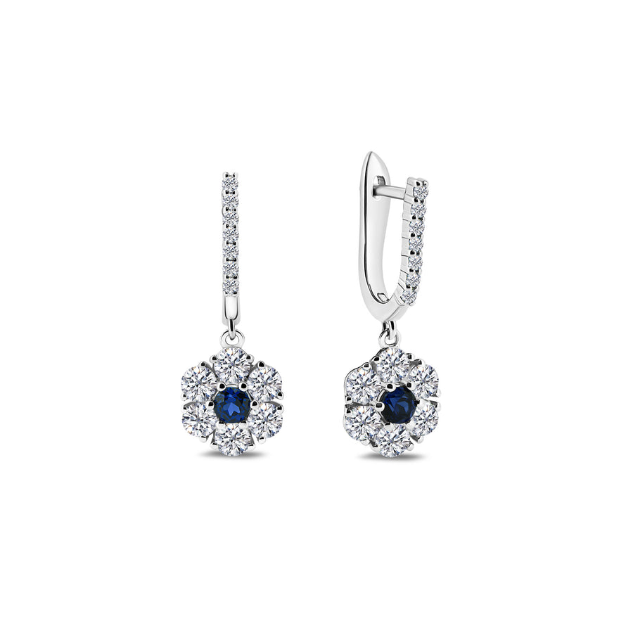 Earrings Blue Floral Whisper 0.30 carats - White Gold 18k