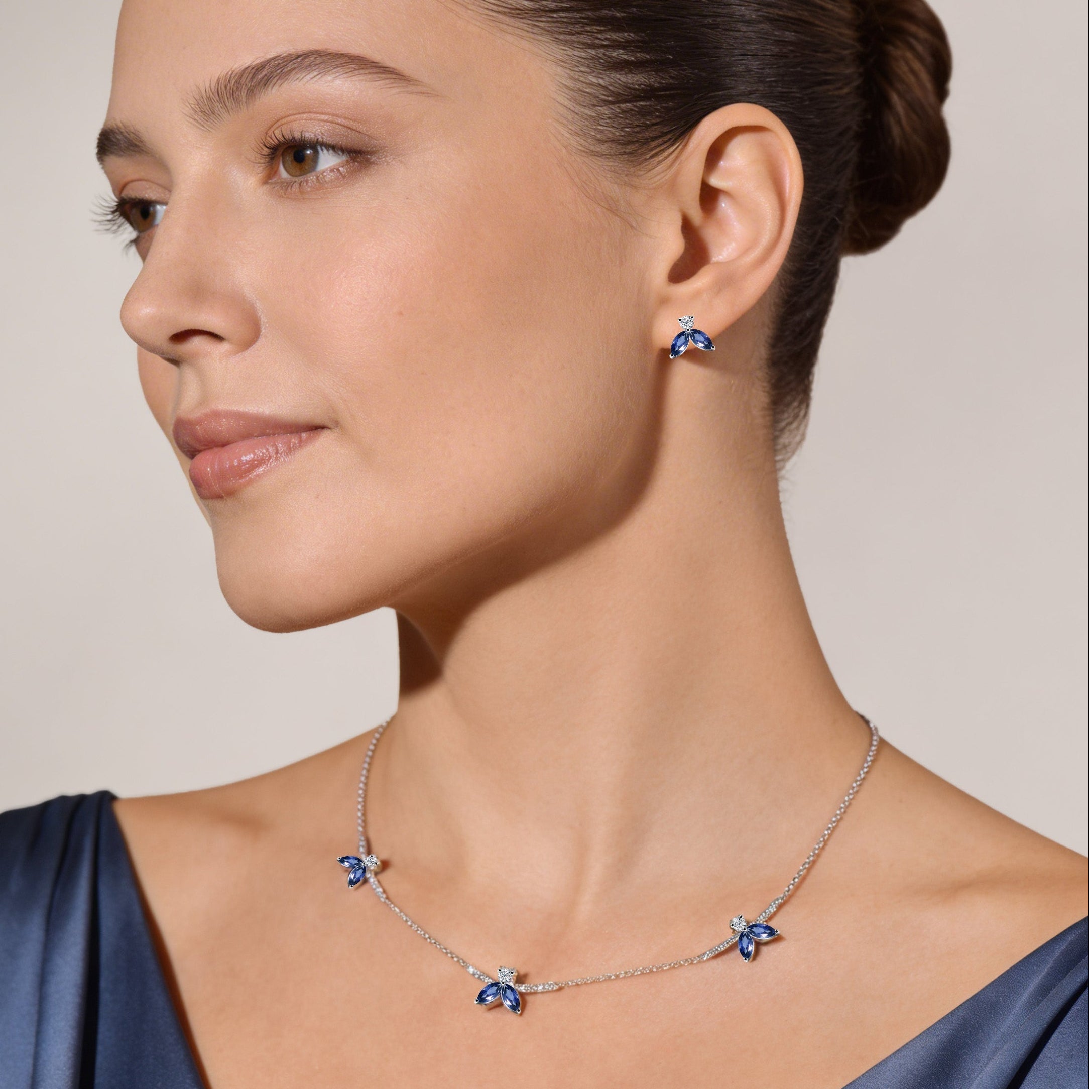 Earrings Little Bees Bleu 1.00 carat - White Gold 18k 