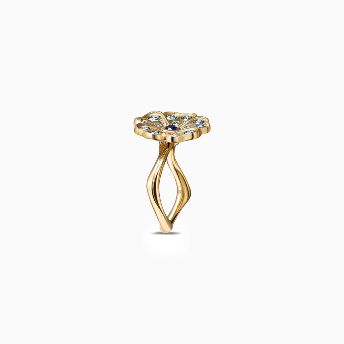 Romantic Rose Garden azul - oro amarillo 18k