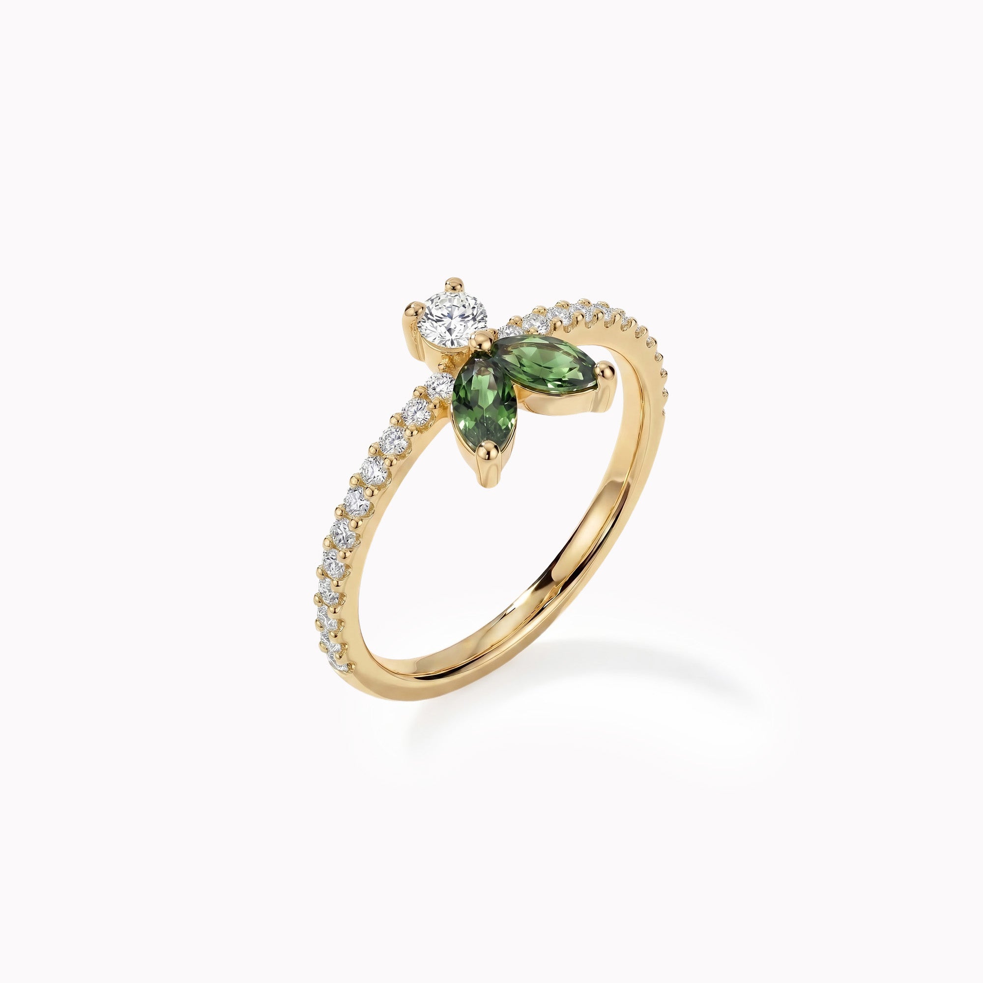 The Fancy Little Bee Tourmaline Vert antique - or jaune 18k – détail