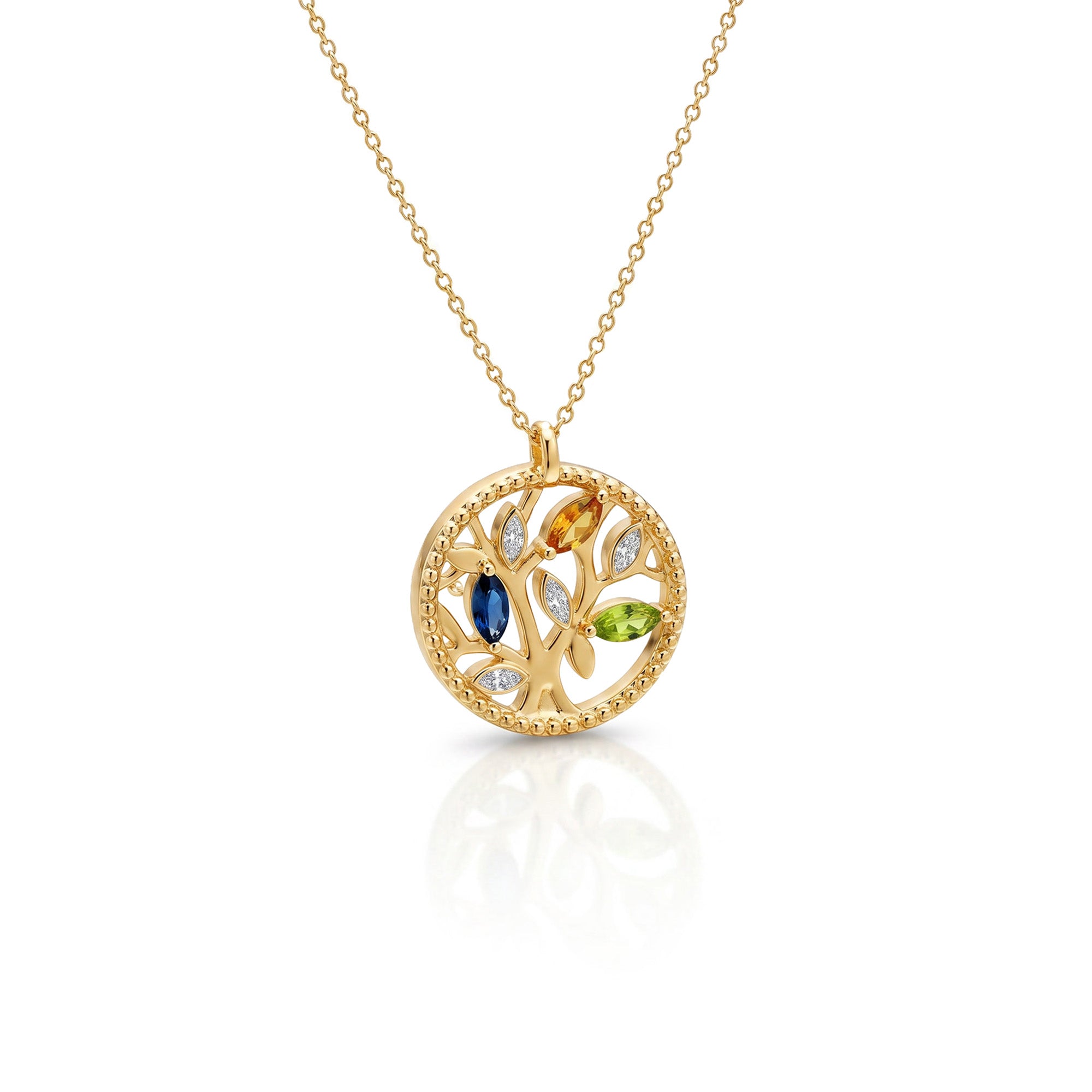 Collier Tree of Life Coloré - oro amarillo 18k