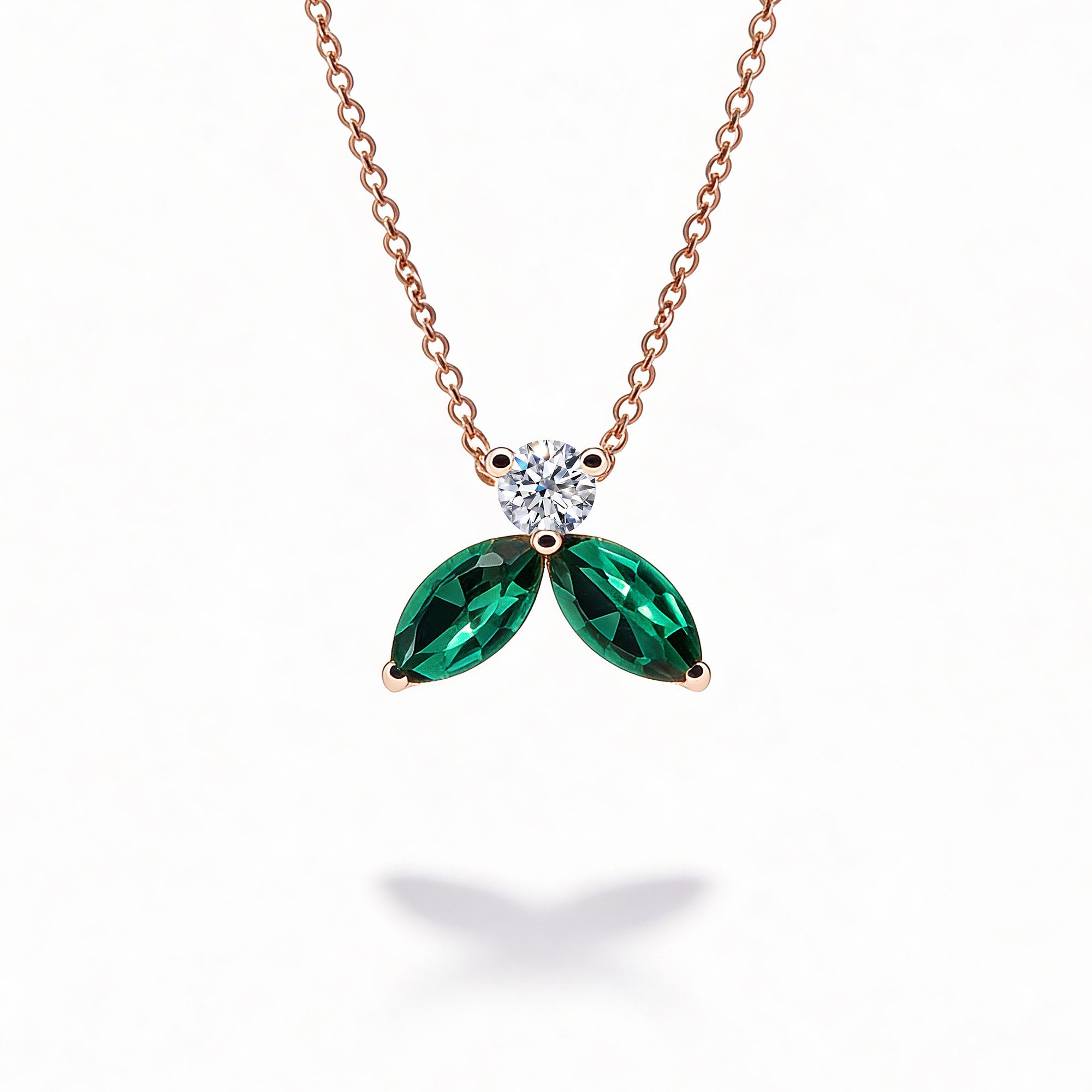 Necklace The Little Bee verte  M - red gold 18k