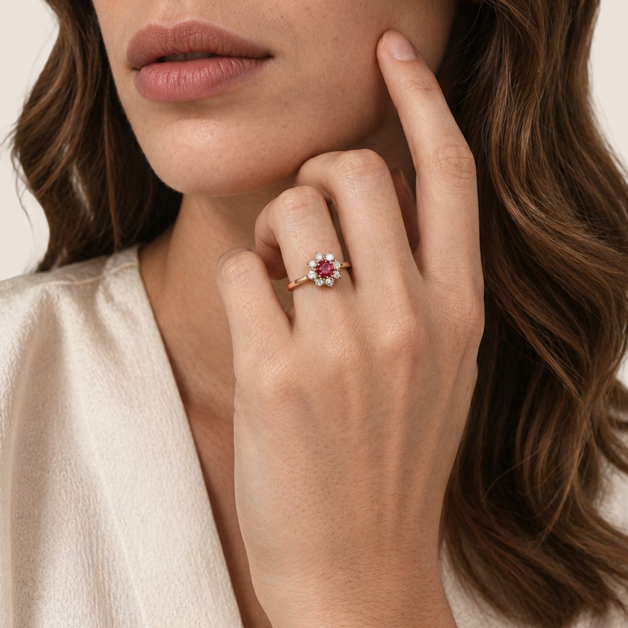 The Blooming Red Flower 0.30 carats - Red Gold 18k