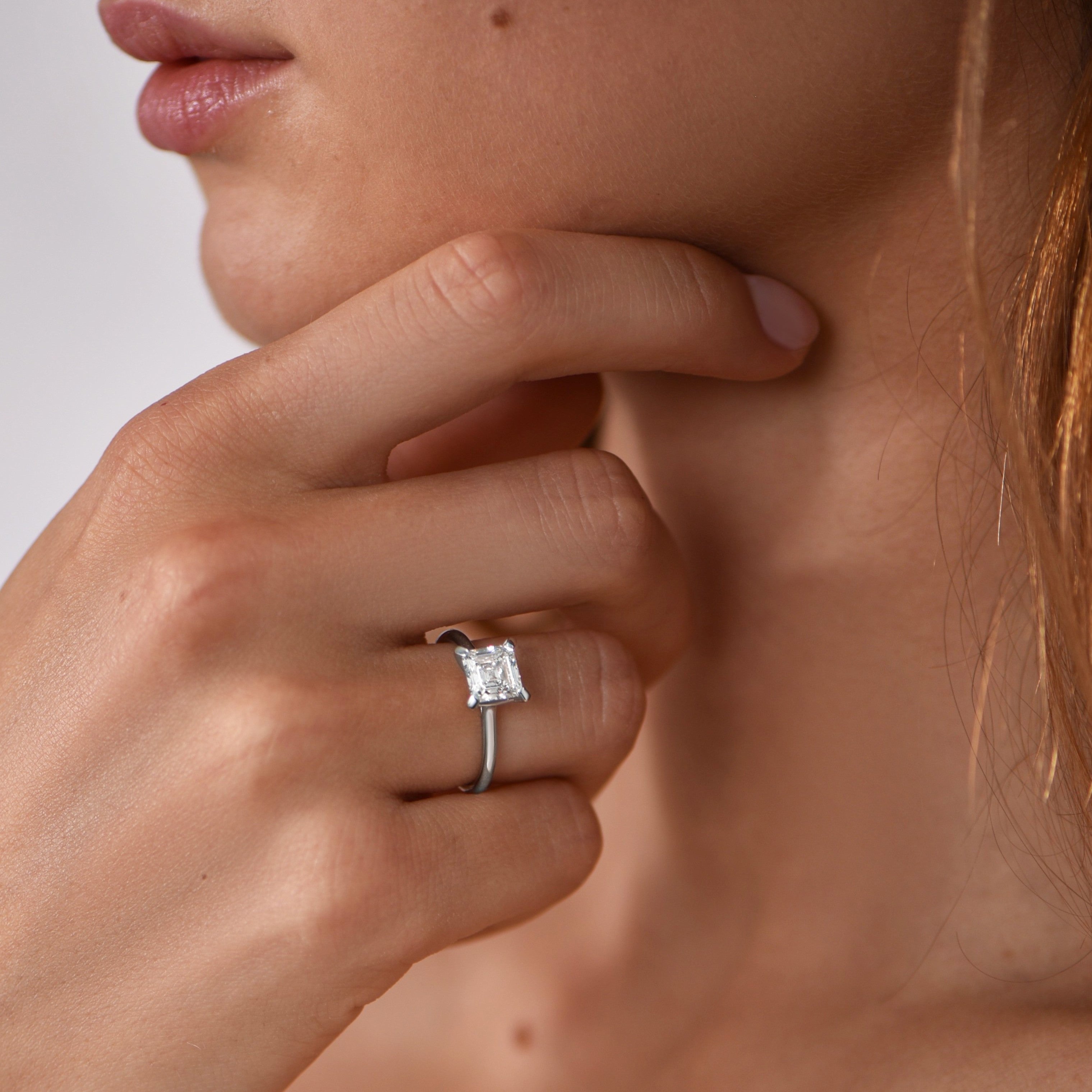 Engagement Ring with Ascher cut diamond