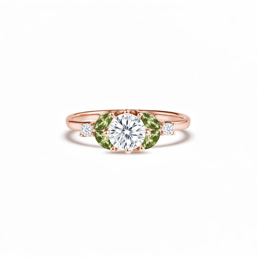 Little Bees  green 0.75 carat  - Red Gold 18k