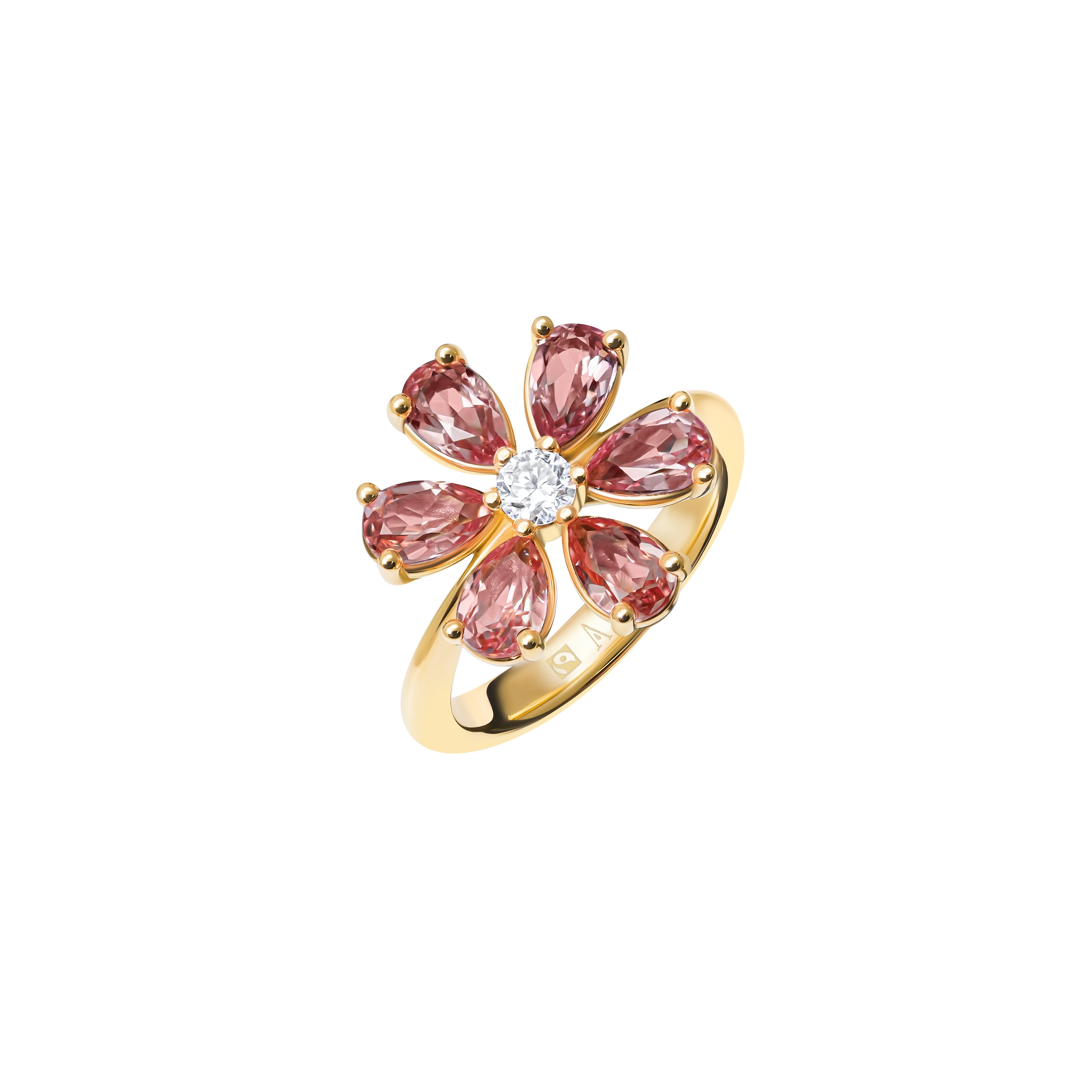 Cherry Blossom Pink Sapphire - or jaune 18k - AGUADEORO