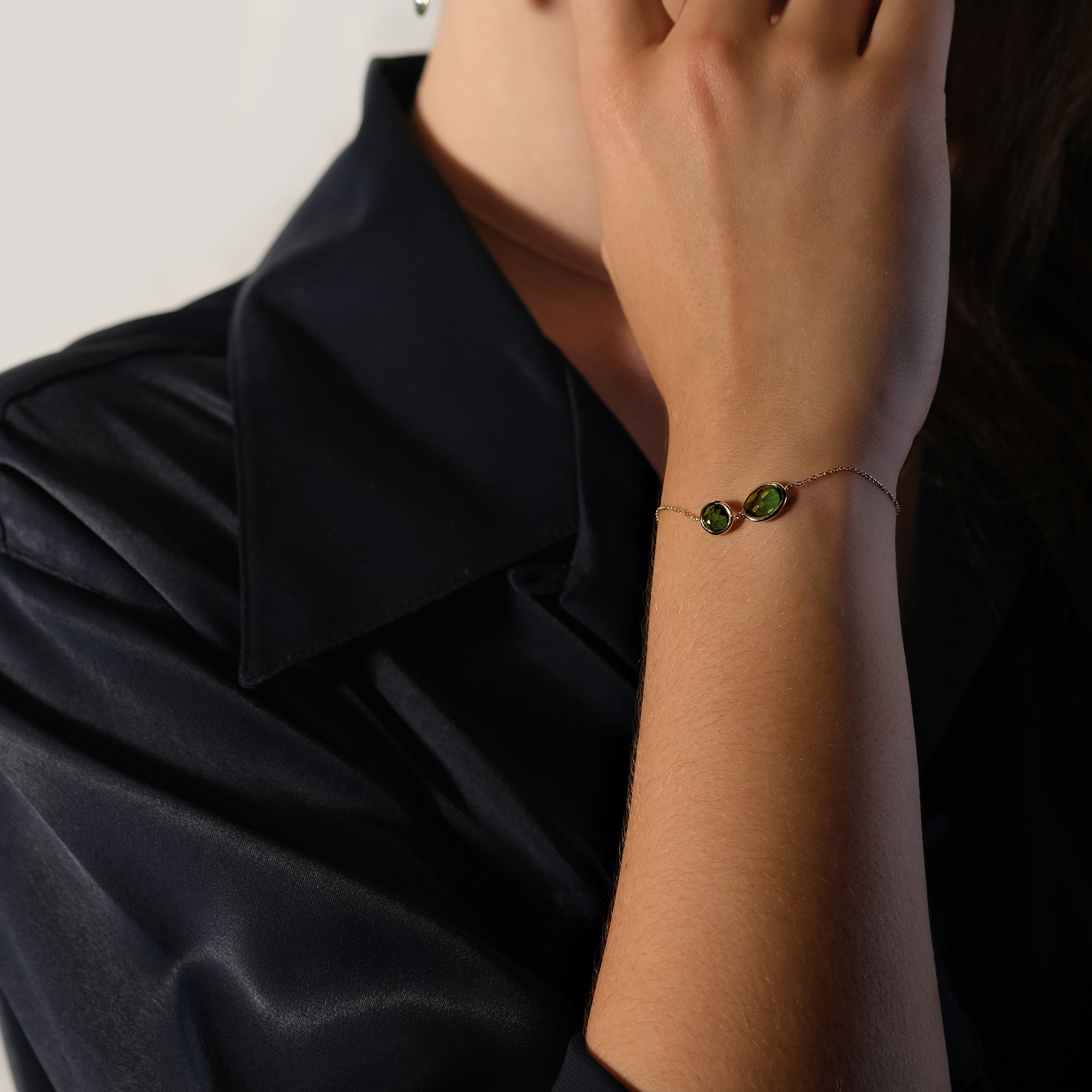 Bracelet  Péridot Océane - or jaune 18k - AGUADEORO