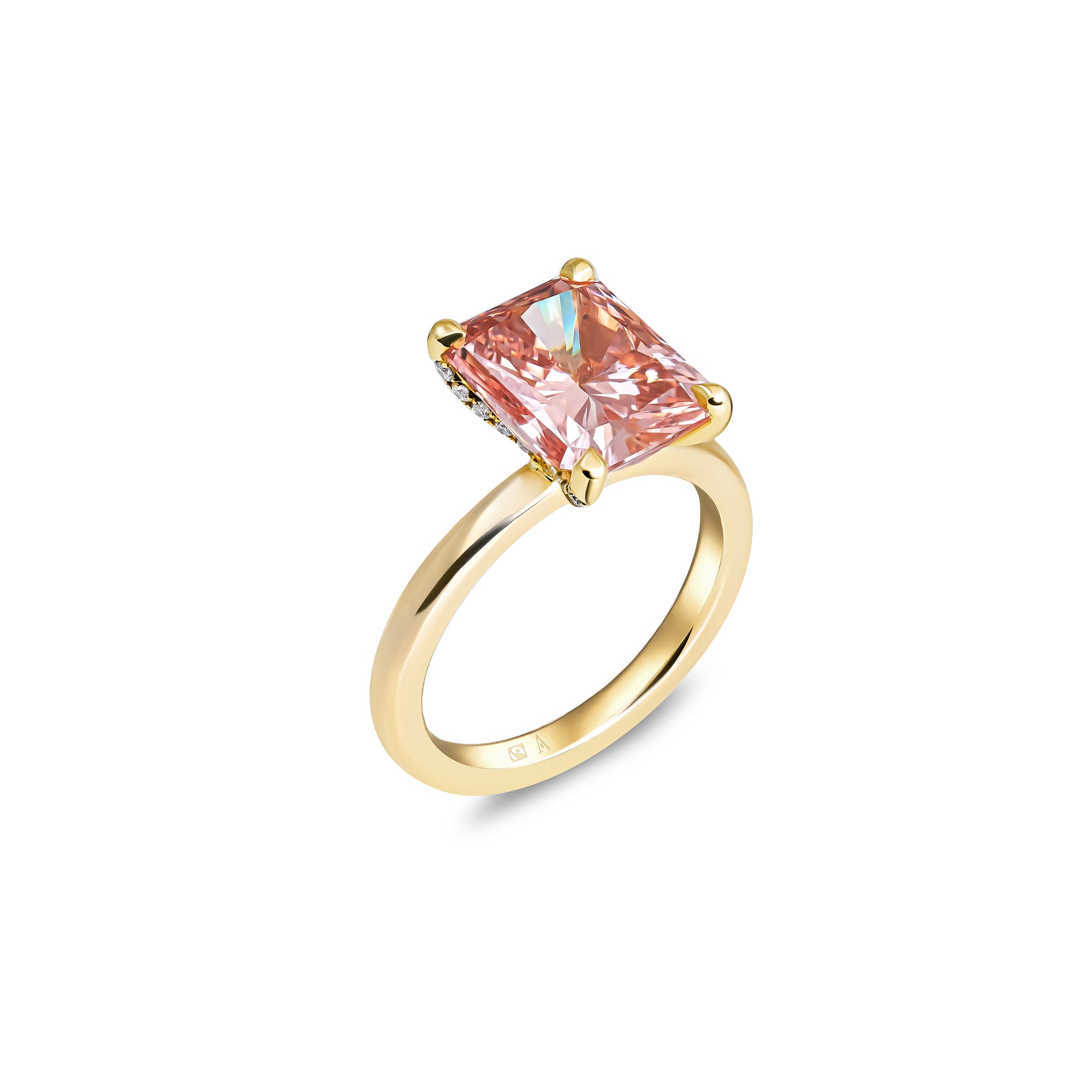 Little Dove - Pink Radiant 2.00 carats - or jaune 18k - AGUADEORO