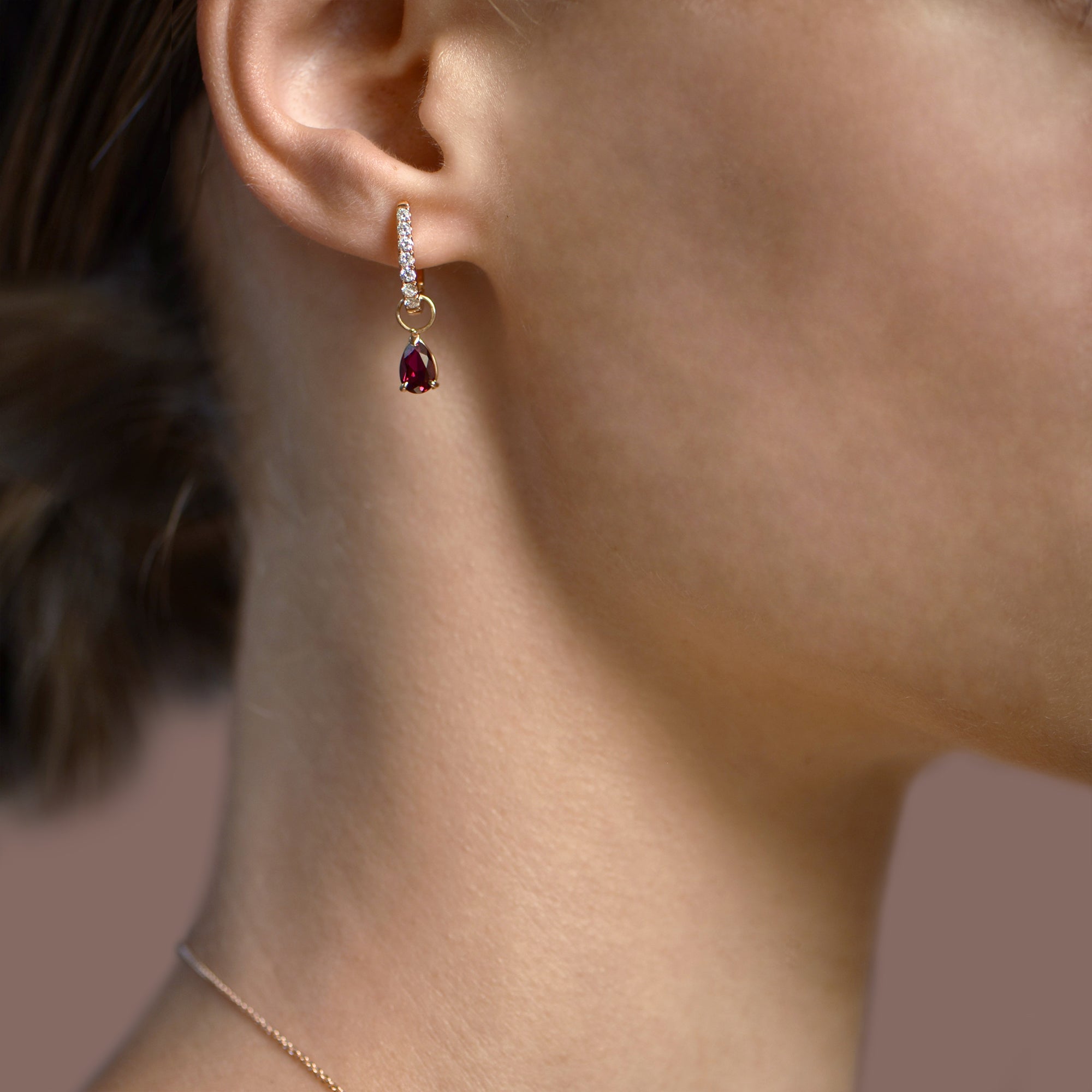 Boucles d'oreilles The Little Tear of Joy Ruby - or rouge 18k - AGUADEORO