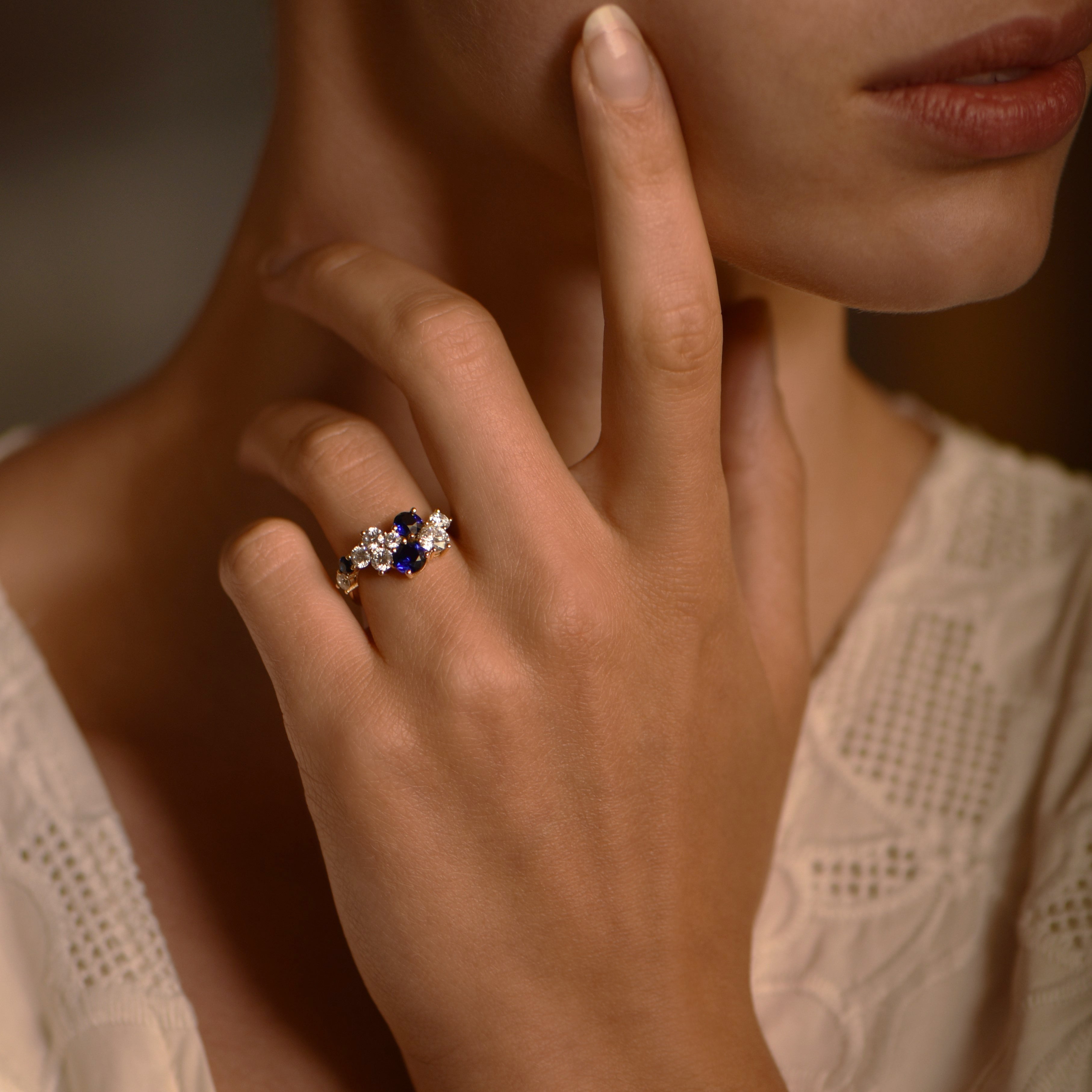 Midnight Sapphire Blossom -  or Jaune 18k - AGUADEORO