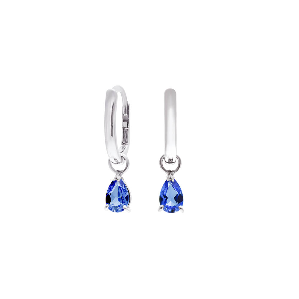 Boucles d'oreilles The Little Tear of Joy Light Blue Sapphire - or blanc 18k - AGUADEORO
