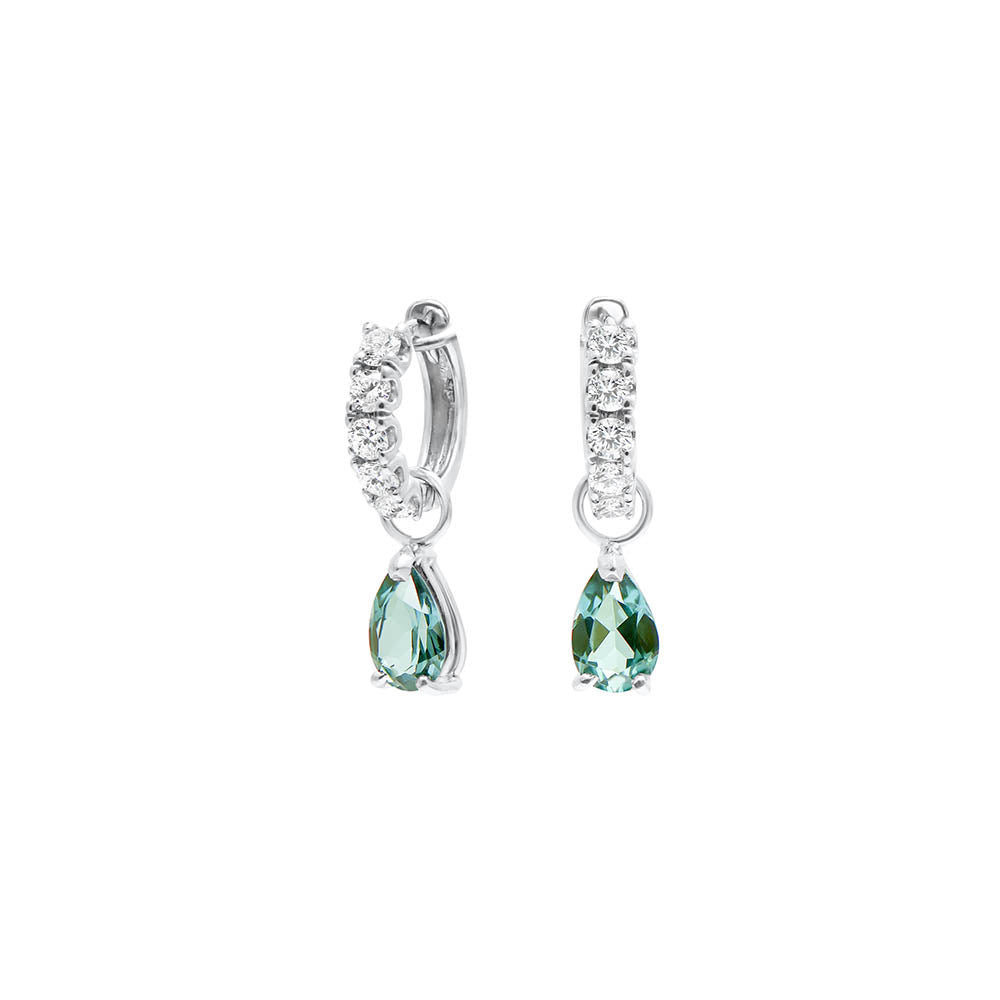 Boucles d'oreilles The Little Tear of Joy Dark Green Tourmaline - or blanc 18k - AGUADEORO