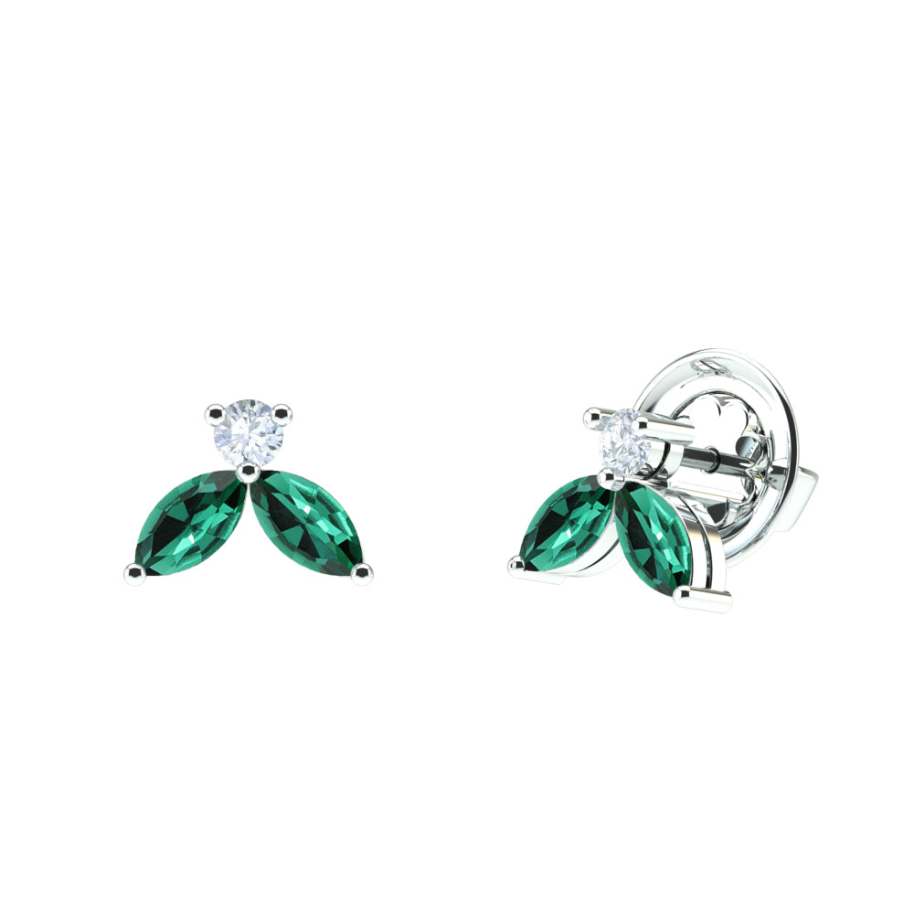 Boucles d'oreilles Little Bees verte  1.00 carats - or blanc 18k - AGUADEORO