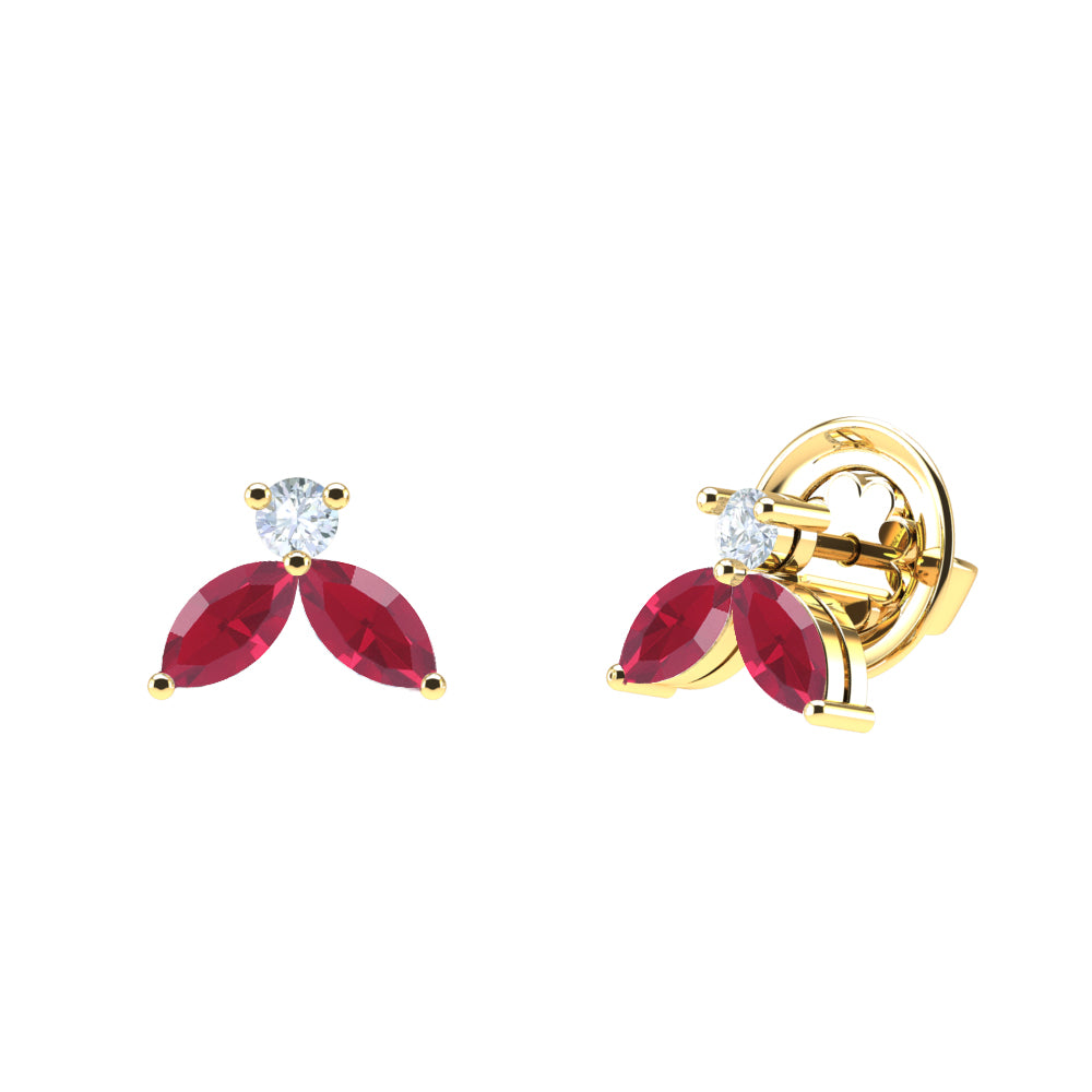 Boucles d'oreilles Little Bees rouge 1.00 carats - Or jaune 18k - AGUADEORO
