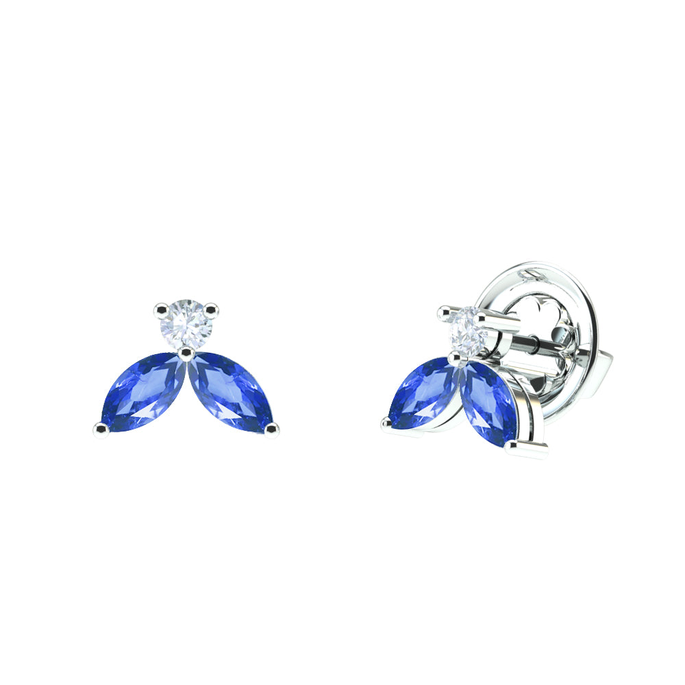 Boucles d'oreilles Little Bees bleues 1.00 carats - or blanc 18k - AGUADEORO