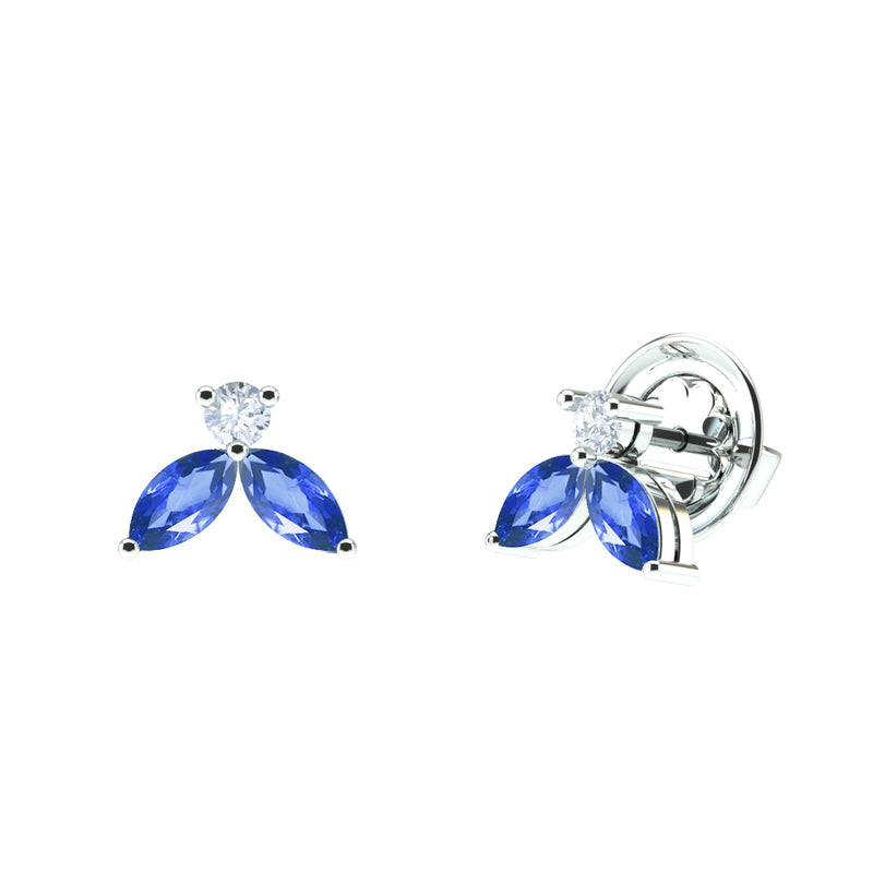Earrings Little Bees Bleu 1.00 carat - White Gold 18k 
