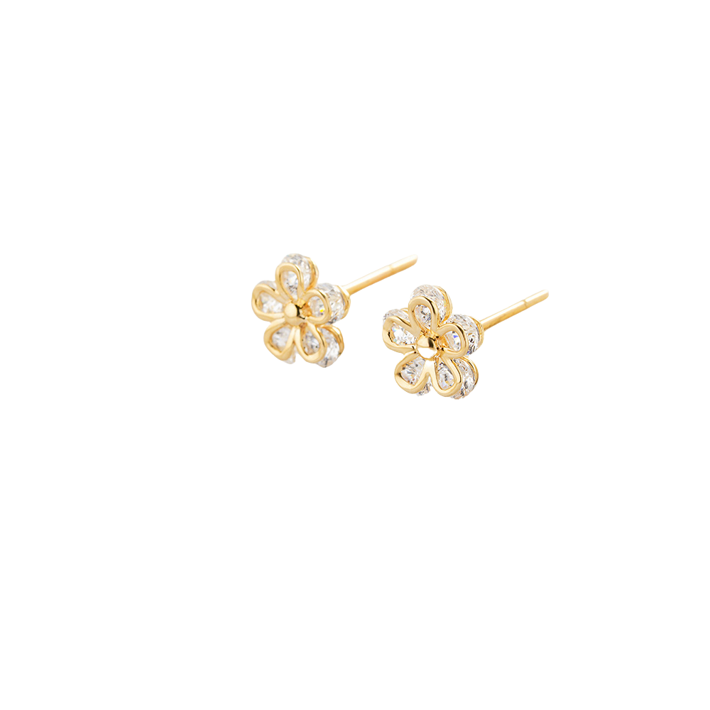 Flower Earrings - 18k yellow gold