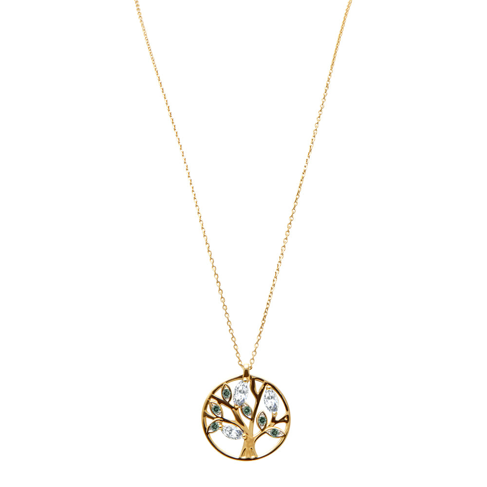 Collier Tree of Life Vert - or jaune 18k (diamants vert) - AGUADEORO