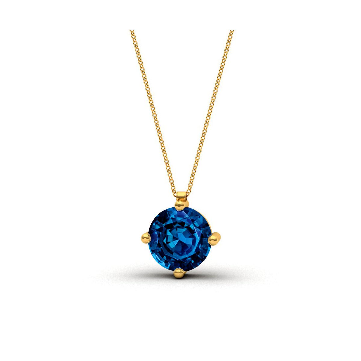 Collier Solitaire saphir bleu  - or  jaune 18k - AGUADEORO