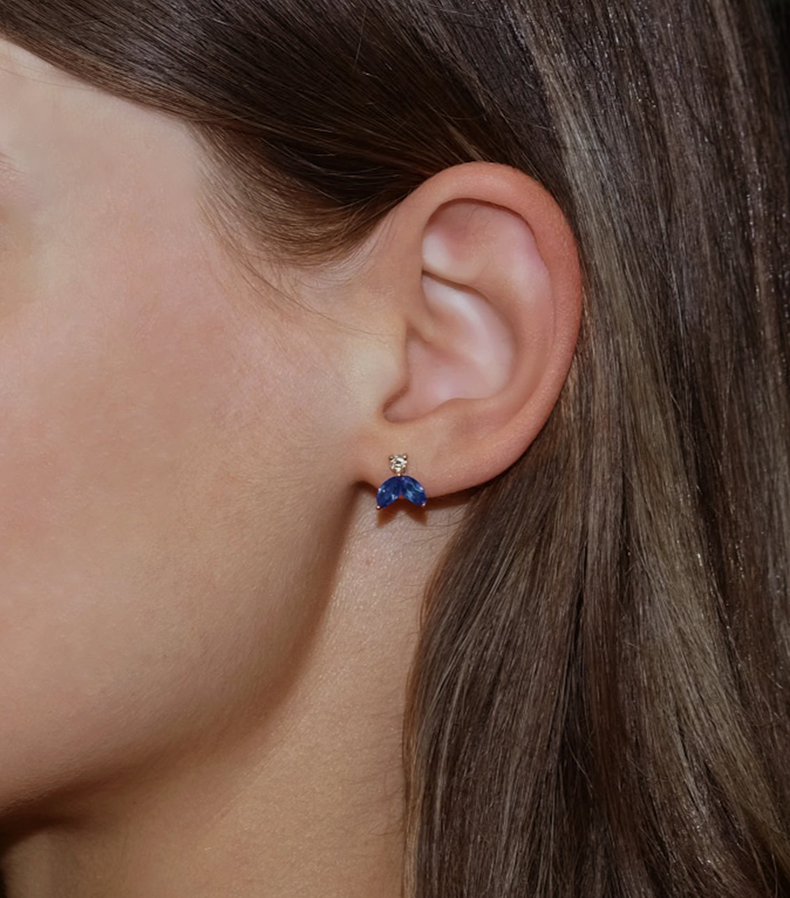 Ohrringe Little Bees bleues 1.00 carats - Weissgold 18k – Ohrschmuck Gold 18k – Seitenansicht