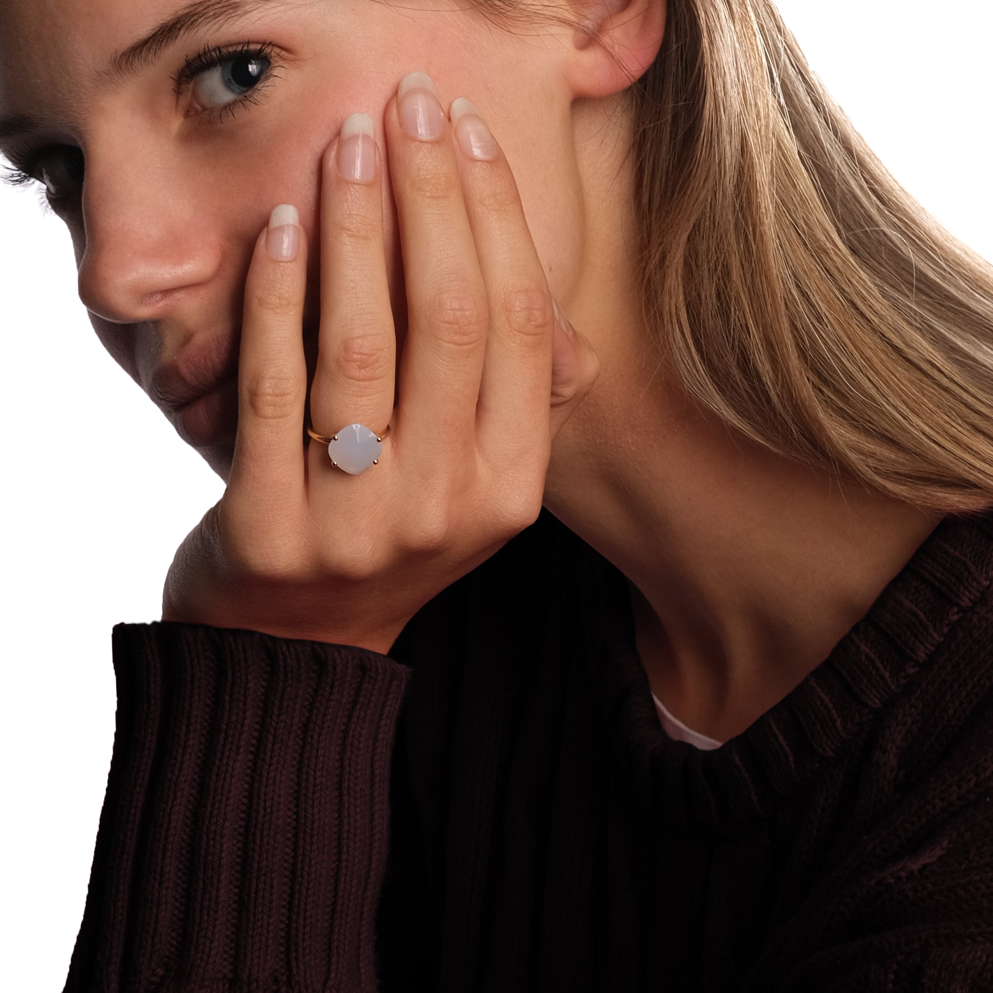 Bague AA-229  Calcédoine - or jaune 18k - AGUADEORO