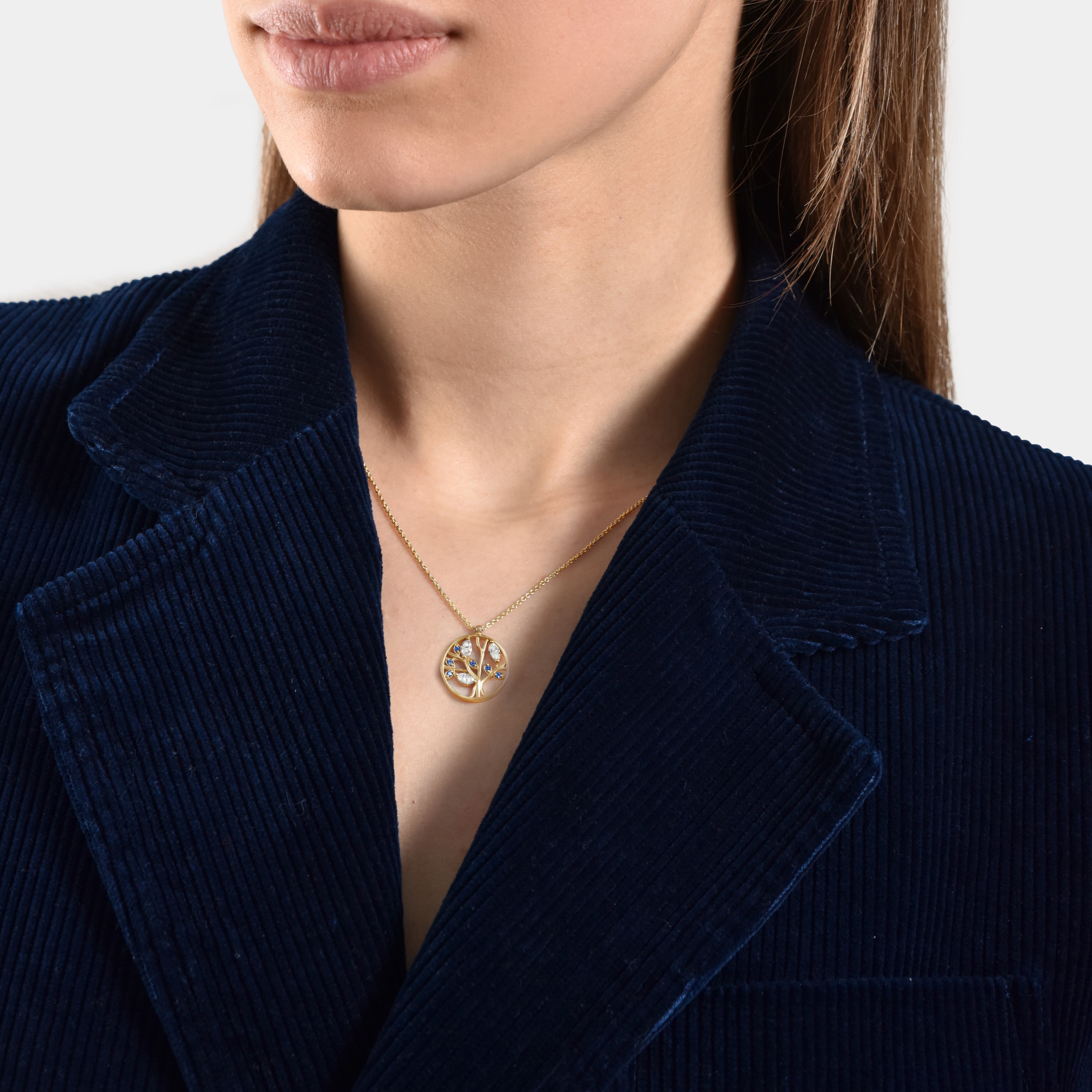 Collier Petit Arbre de Vie - or rouge 18k (saphirs bleus) - AGUADEORO