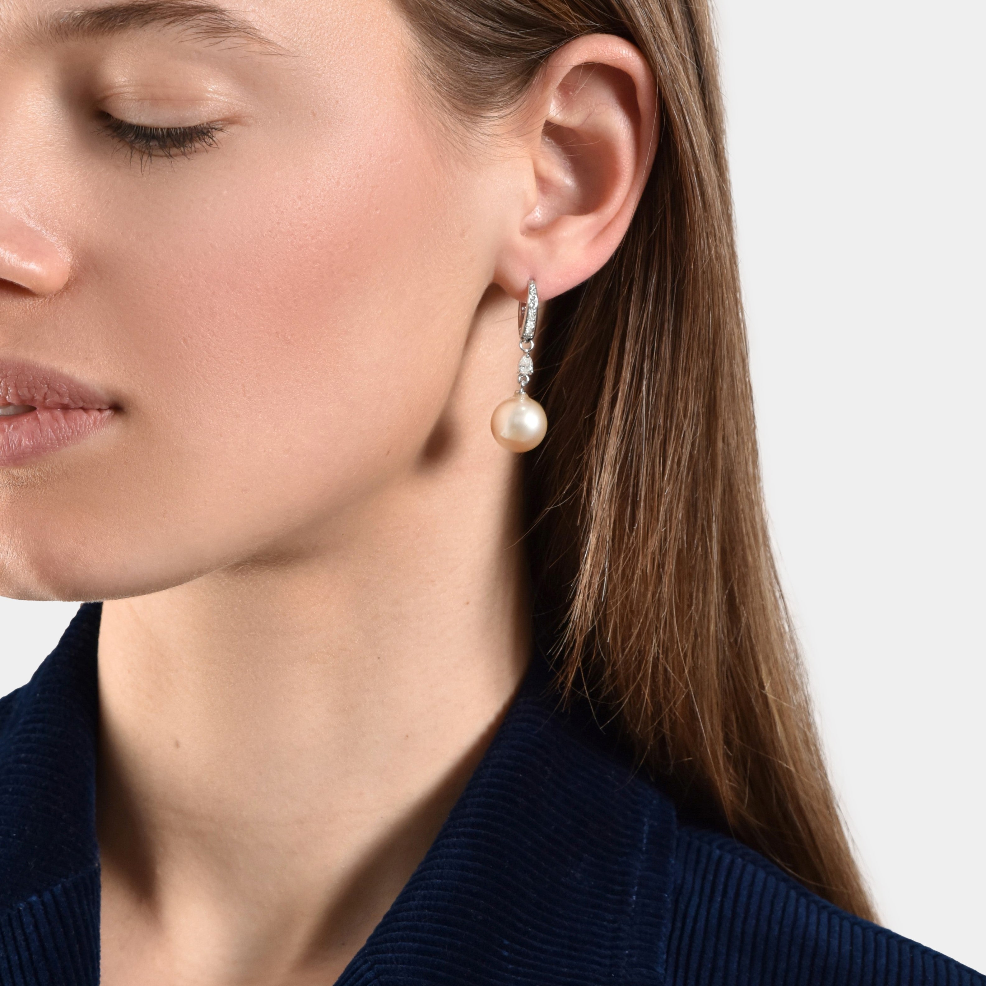 Boucles d'oreilles Pluie d'étoiles fancy Perles - or blanc 18k - AGUADEORO