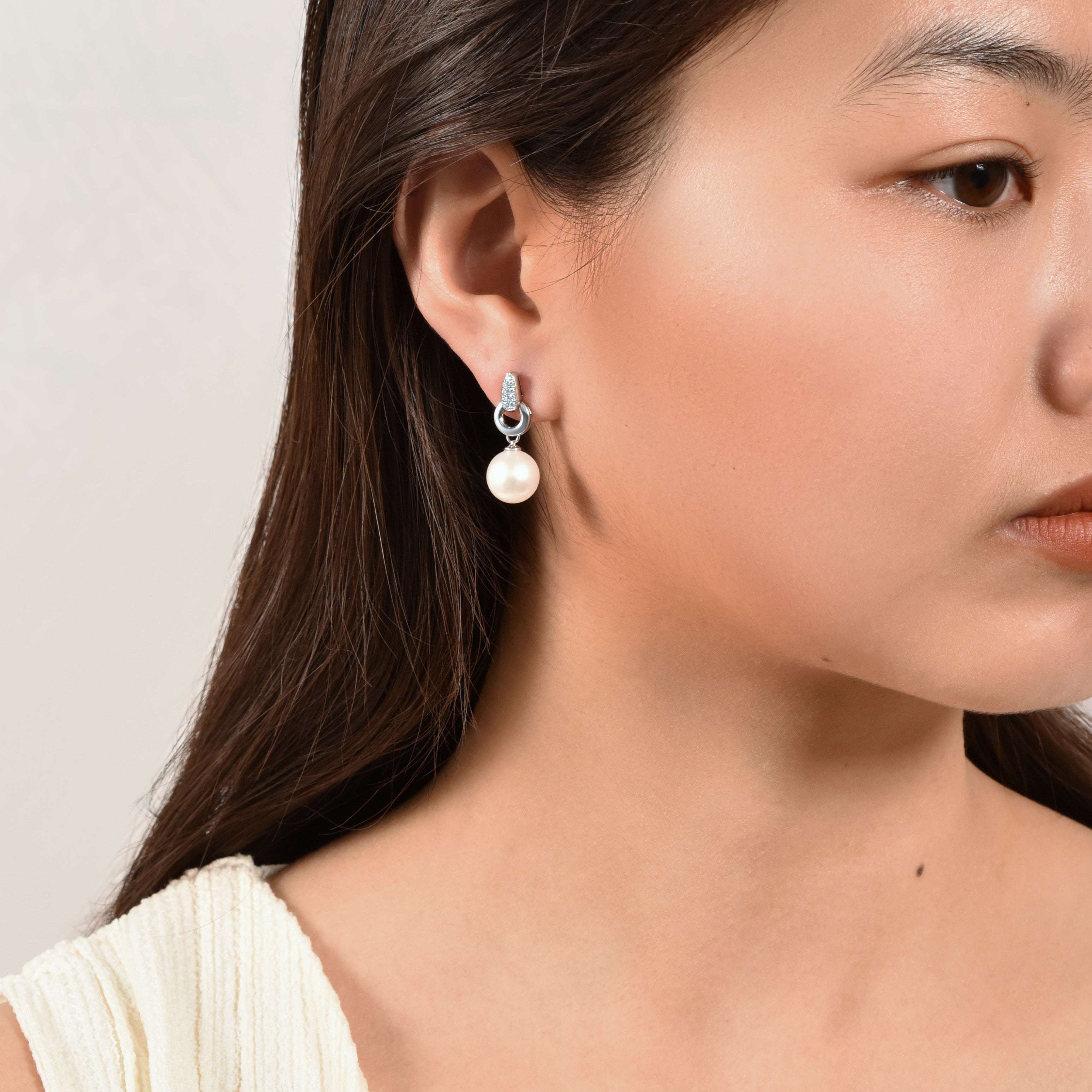 Earrings with Pearls  - White Gold 18k