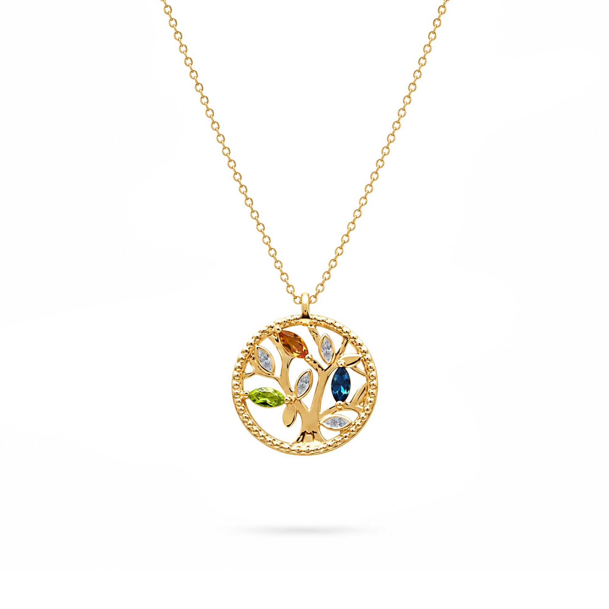 Collier Tree of Life Coloré - oro amarillo 18k