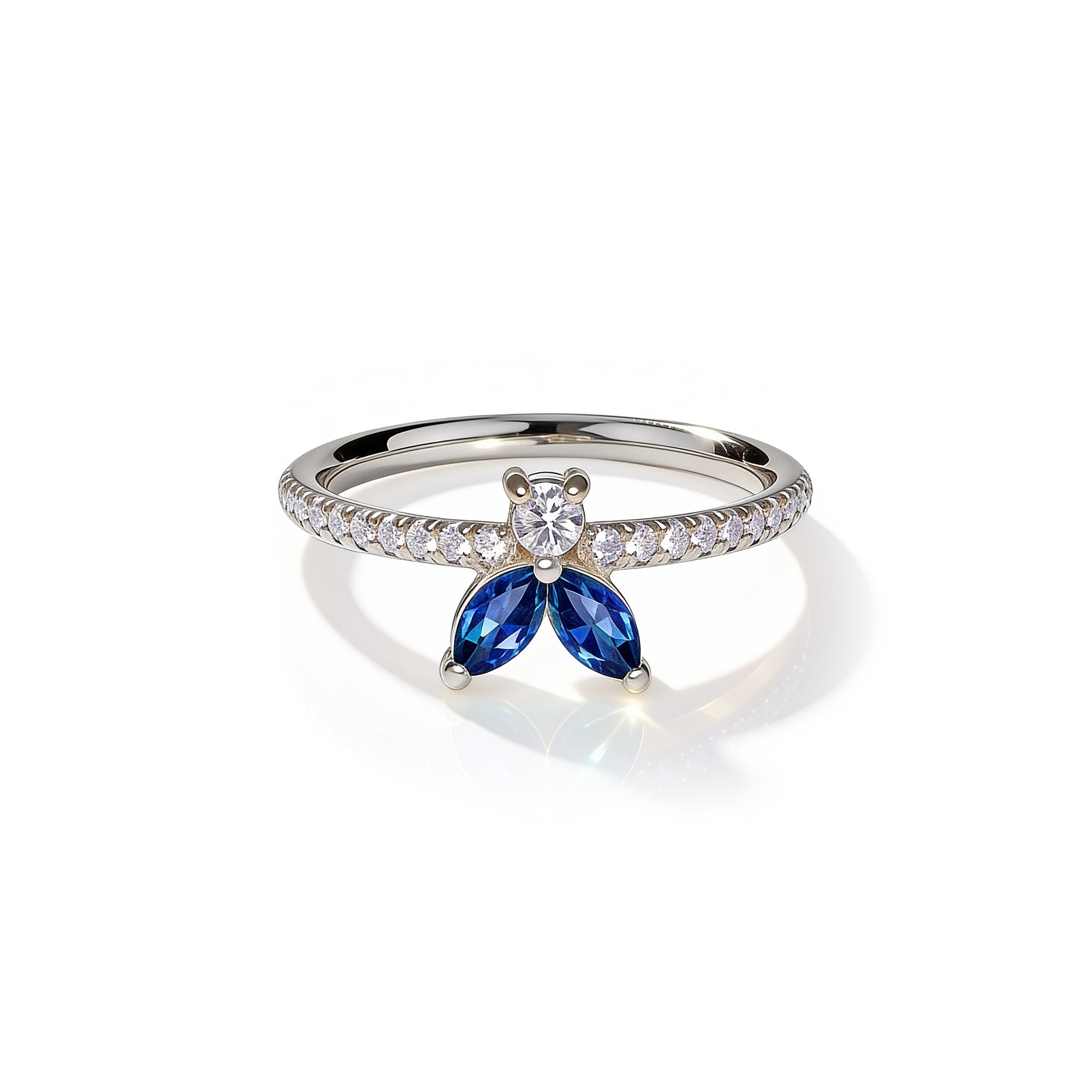 The Fancy Little Bee Saphir bleu  - White Gold 18k