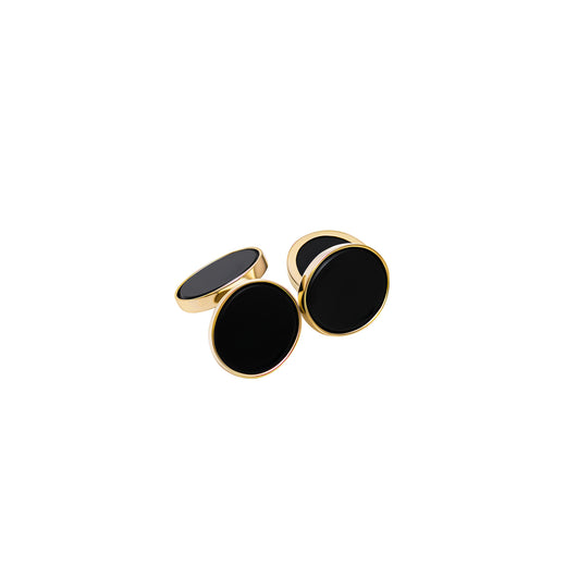 Gemelos Onyx ovalado en oro amarillo 18k