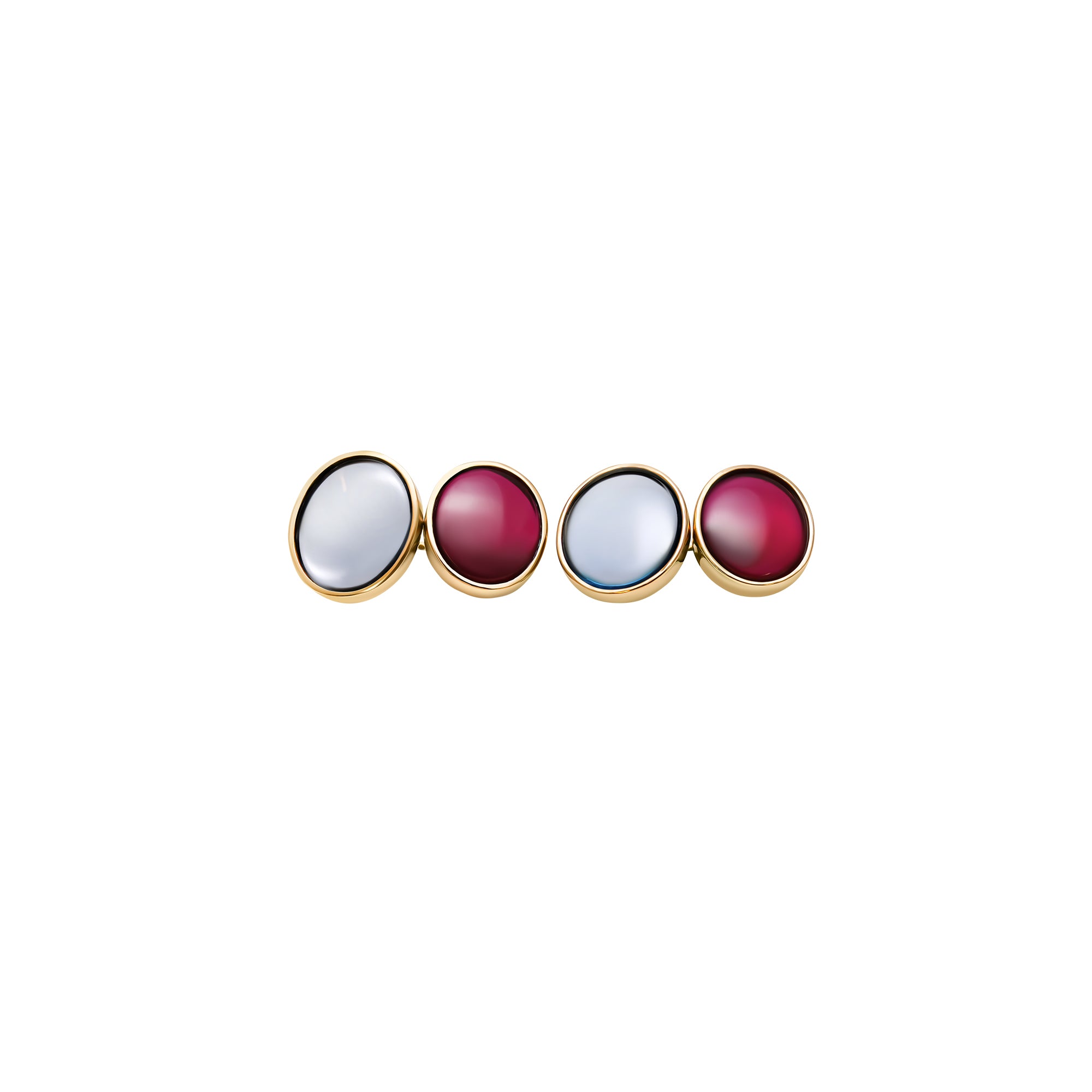 Cufflinks Oval  Rubis et  Aigue-marine - or Jaune 18k - AGUADEORO