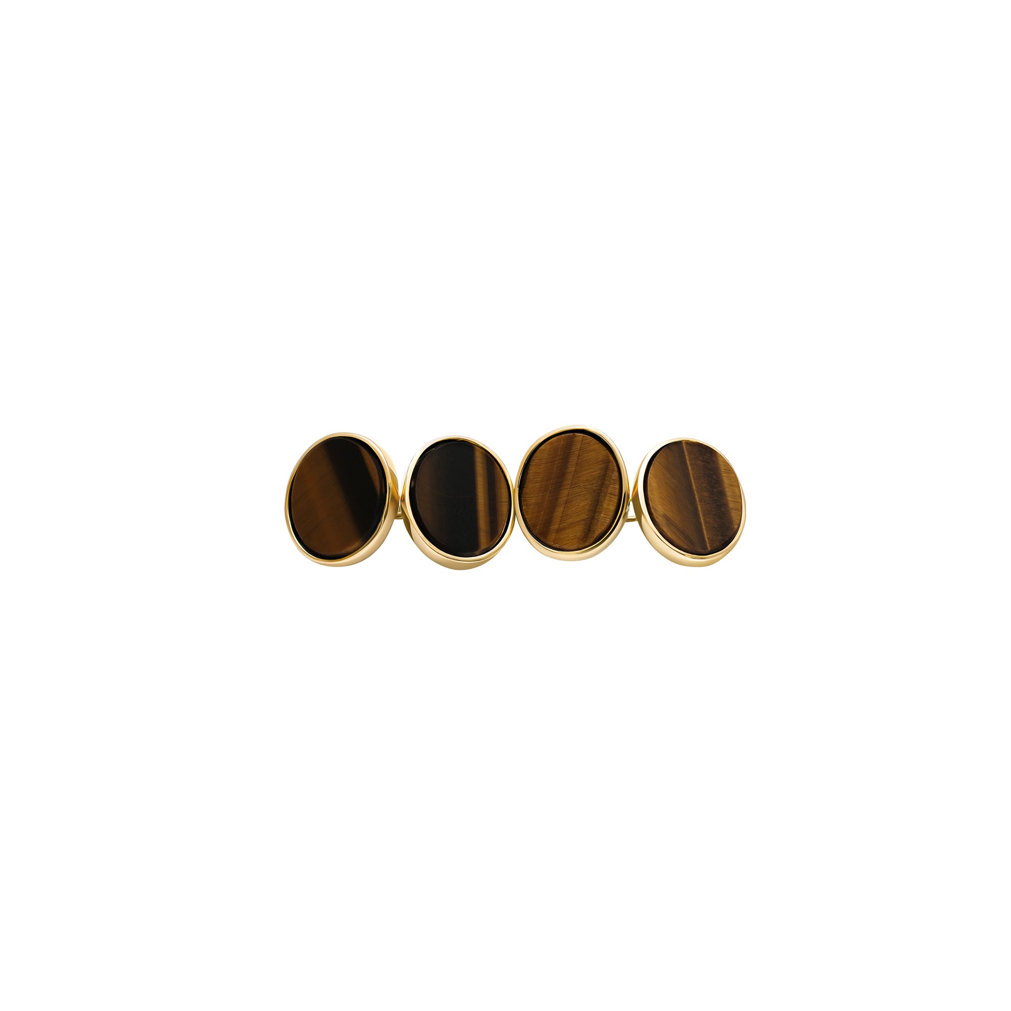 Cufflinks Oval  Tiger eye flat - or Jaune 18k - AGUADEORO