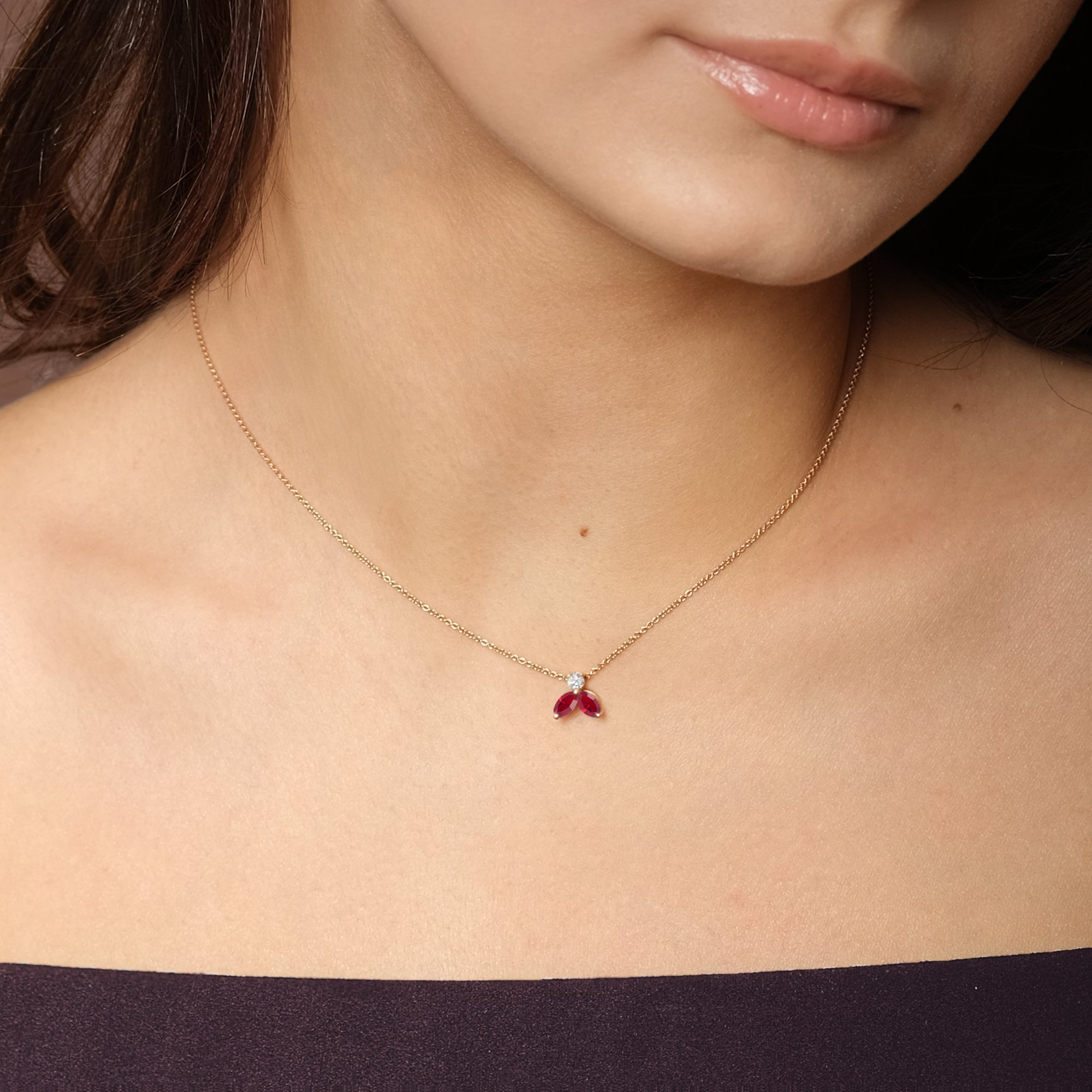Collier The Little Bee rouge M - Or jaune 18k - AGUADEORO